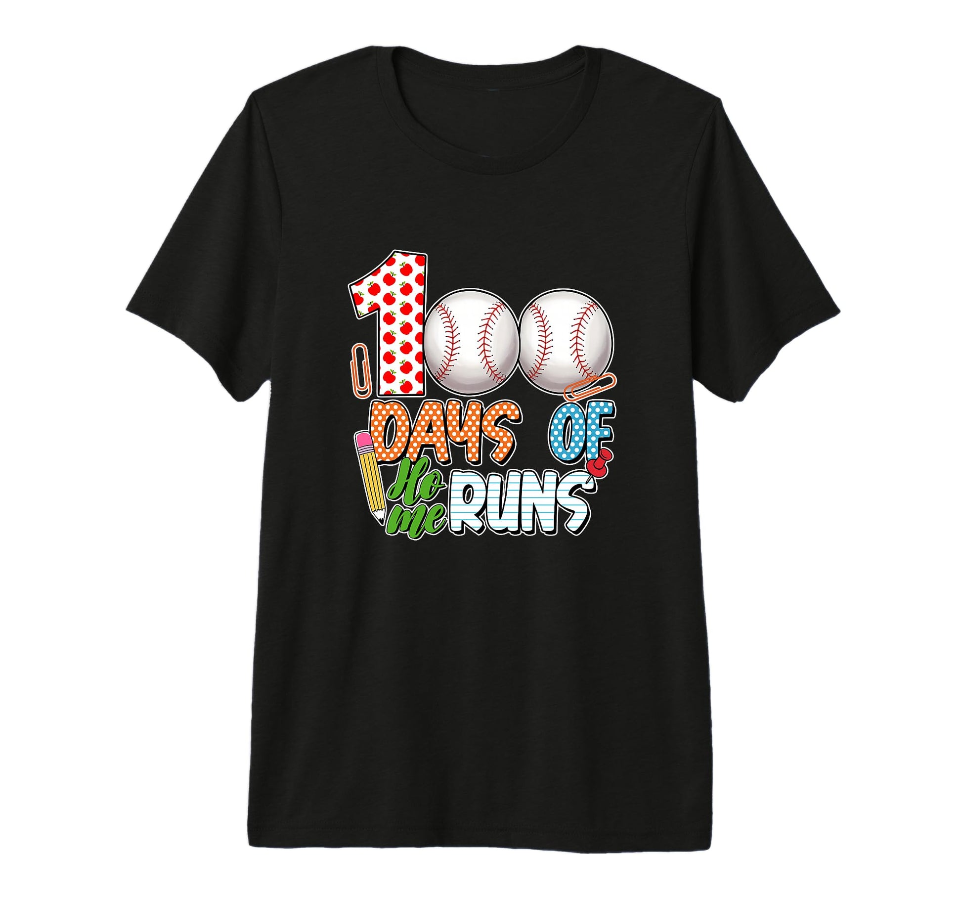 100 Days Home Runs Baseball 100Th T-Shirt - Fun Novelty Design for Adults - T-Shirt, Sweatshirt, Hoodie