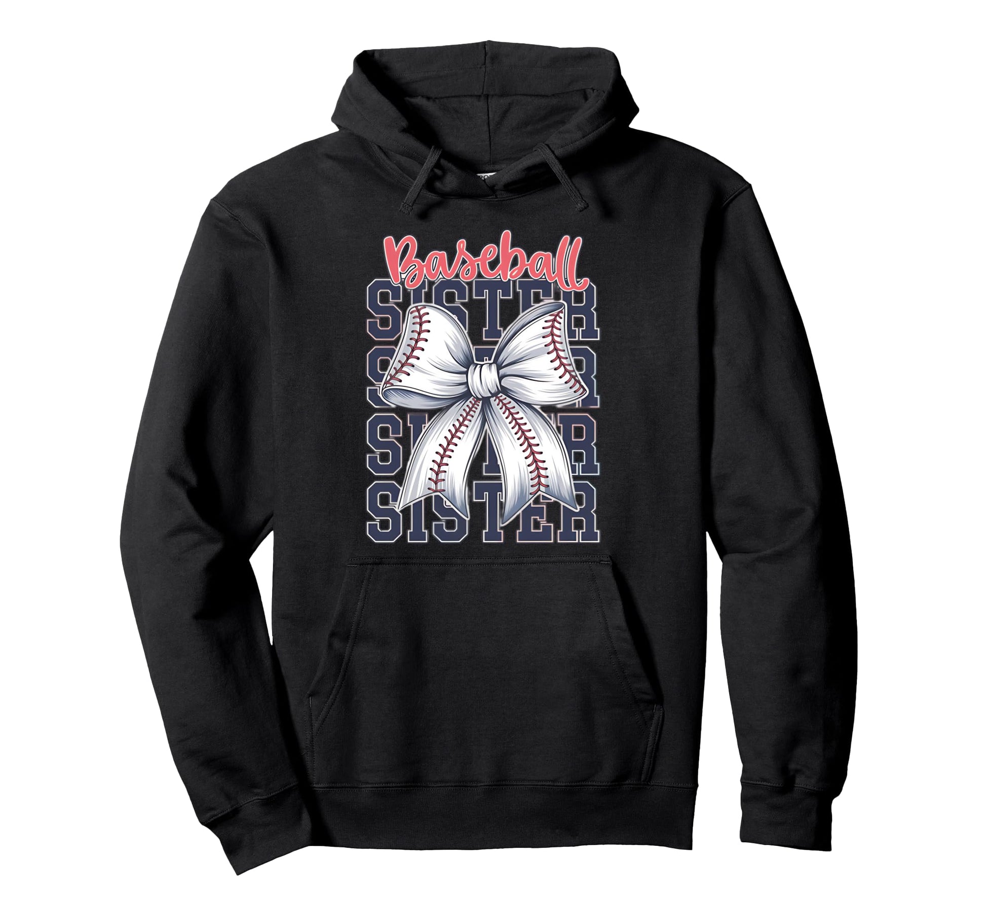 Baseball Sister Coquette Bow Hoodie - Minimalist Print for Adults - T-Shirt, Sweatshirt, Hoodie