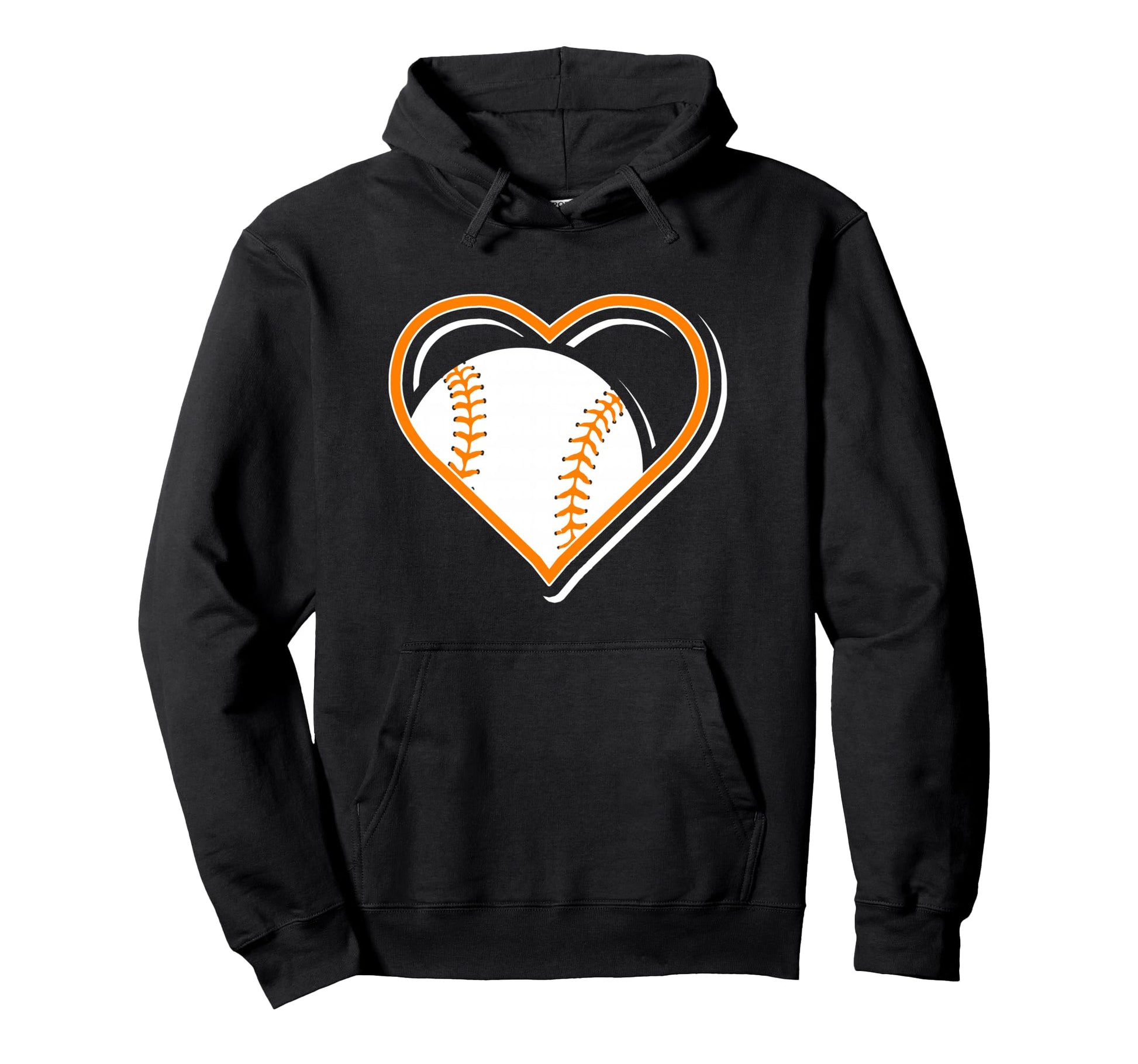 Orange Baseball Heart Baseball Lovers Hoodie - Custom Art Print for Adults - T-Shirt, Sweatshirt, Hoodie