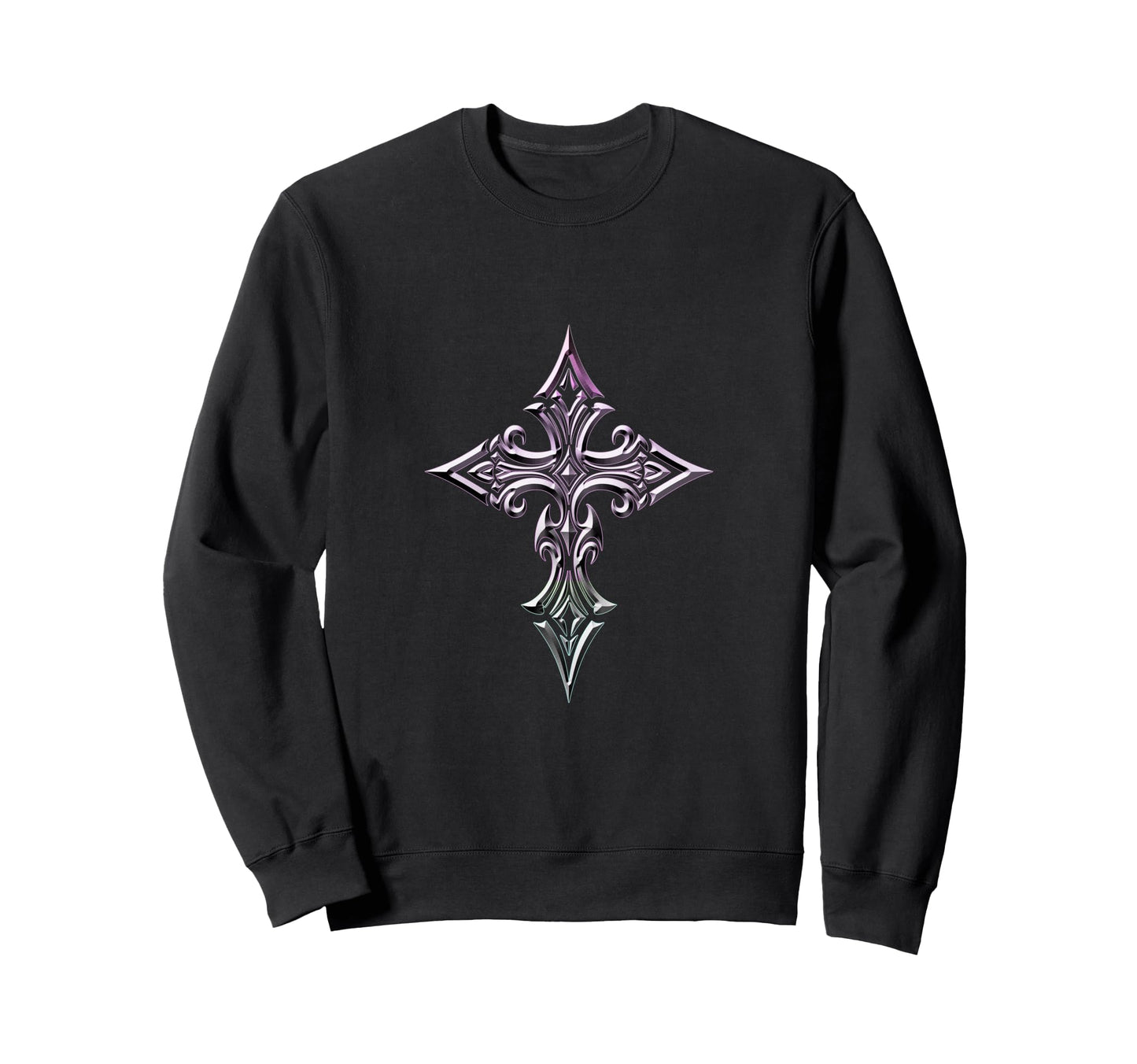 Gothic Cross Minimal Y2K Sweatshirt - Unique Graphic Men Women - T-Shirt, Sweatshirt, Hoodie