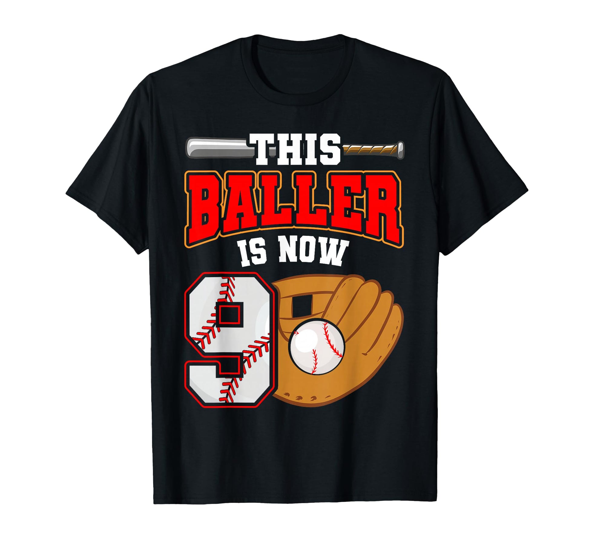 This Baller Is Now 9 Baseball Birthday T-Shirt - Aesthetic Graphic Unisex - T-Shirt, Sweatshirt, Hoodie