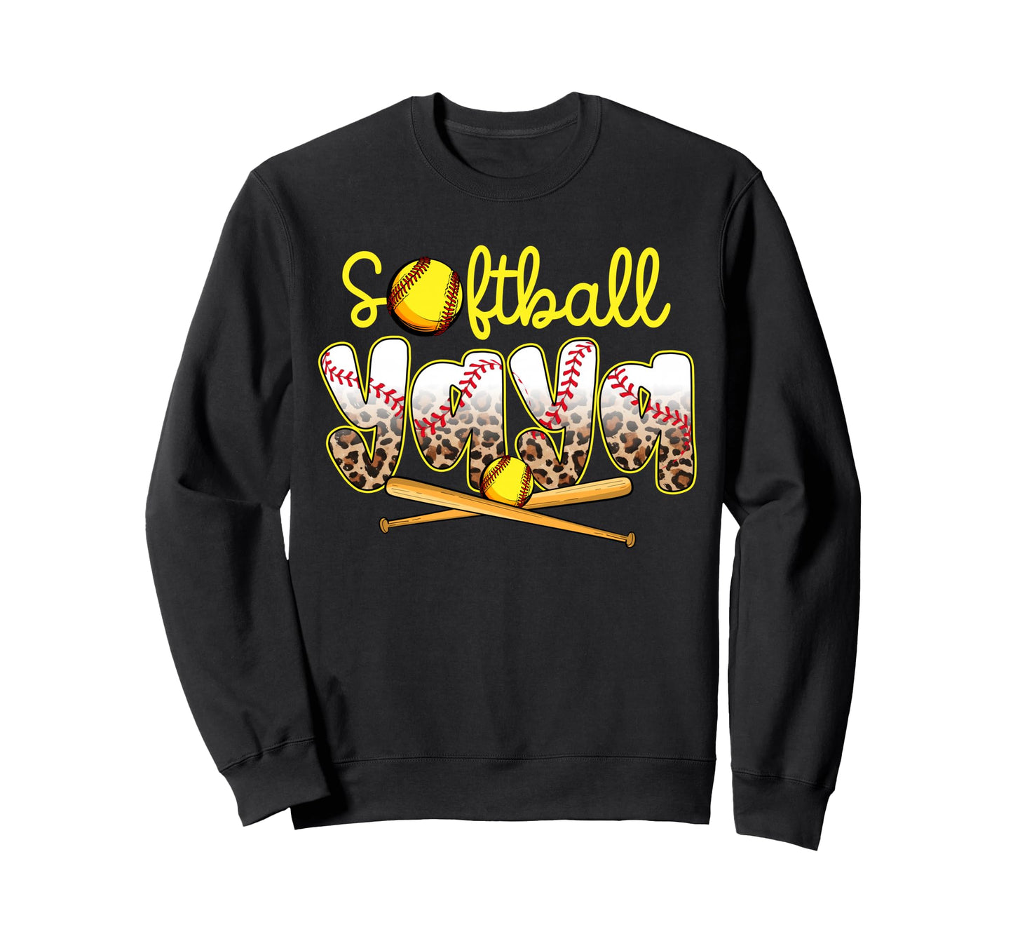 Softball Yaya Leopard Mothers Day Sweatshirt - Trendy Graphic Unisex - T-Shirt, Sweatshirt, Hoodie