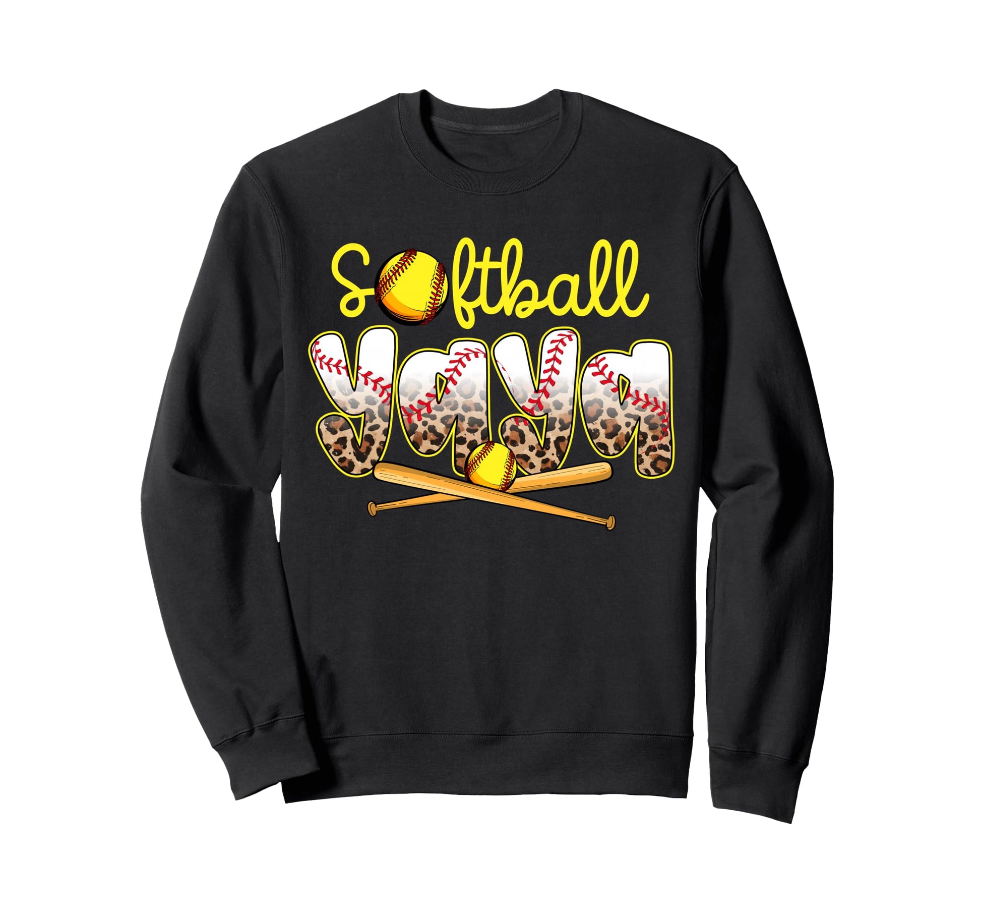 Softball Yaya Leopard Mothers Day Sweatshirt - Trendy Graphic Unisex - T-Shirt, Sweatshirt, Hoodie
