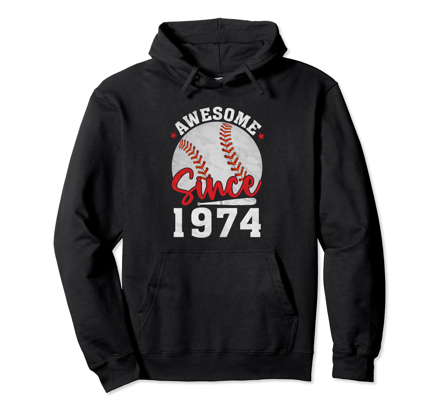Awesome Since 1974 Funny Baseball Lovers Hoodie - Trendy Graphic Men Women - T-Shirt, Sweatshirt, Hoodie