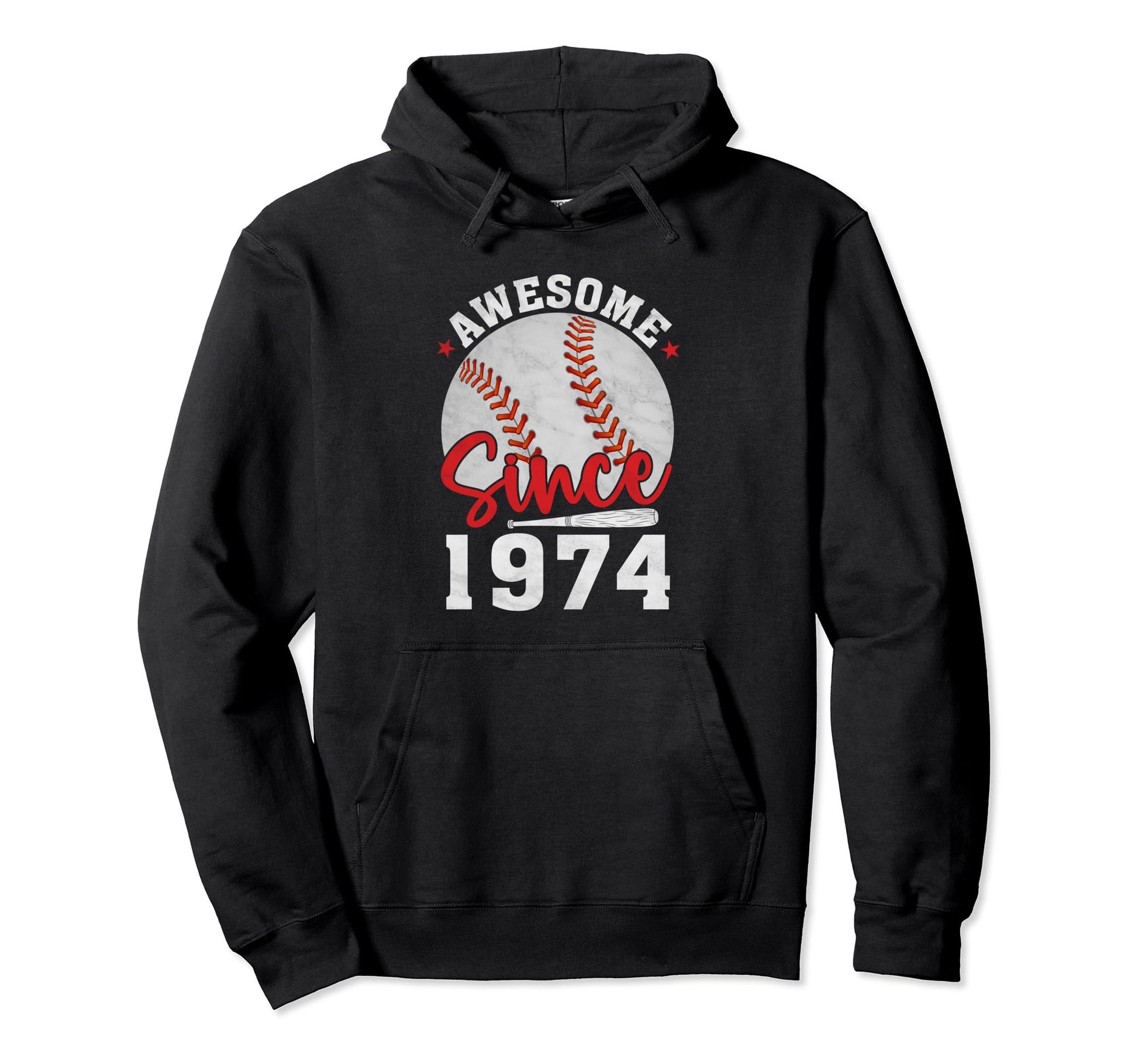 Awesome Since 1974 Funny Baseball Lovers Hoodie - Trendy Graphic Men Women - T-Shirt, Sweatshirt, Hoodie