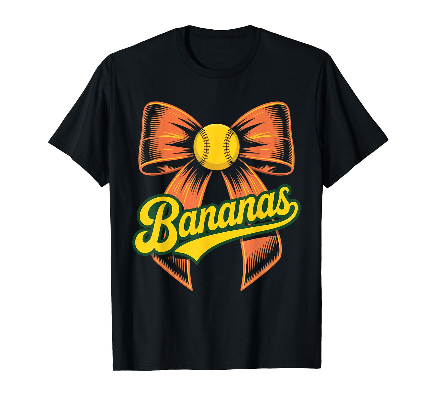 Bananas Softball Bow Funny Baseball Fan T-Shirt - Minimalist Print Unisex - T-Shirt, Sweatshirt, Hoodie