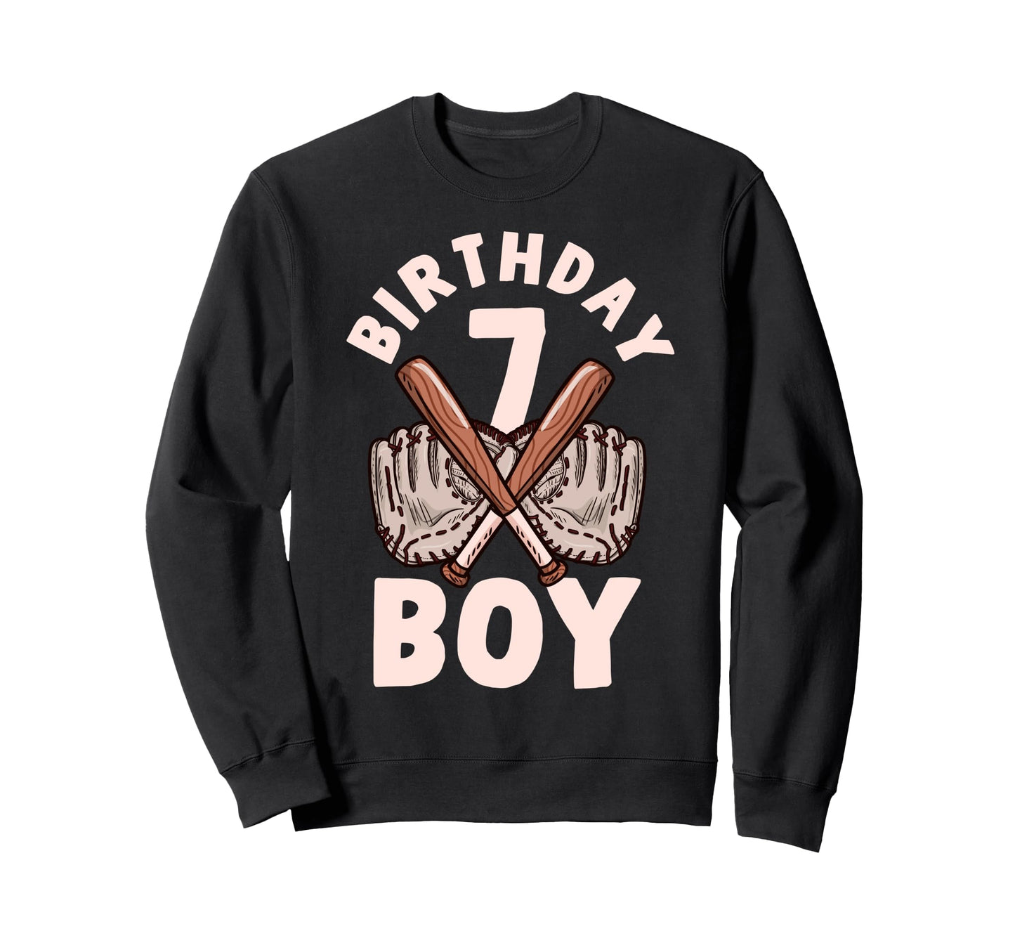 7Th Birthday 7 Baseball Themed Sweatshirt - Casual Everyday Wear Men Women - T-Shirt, Sweatshirt, Hoodie