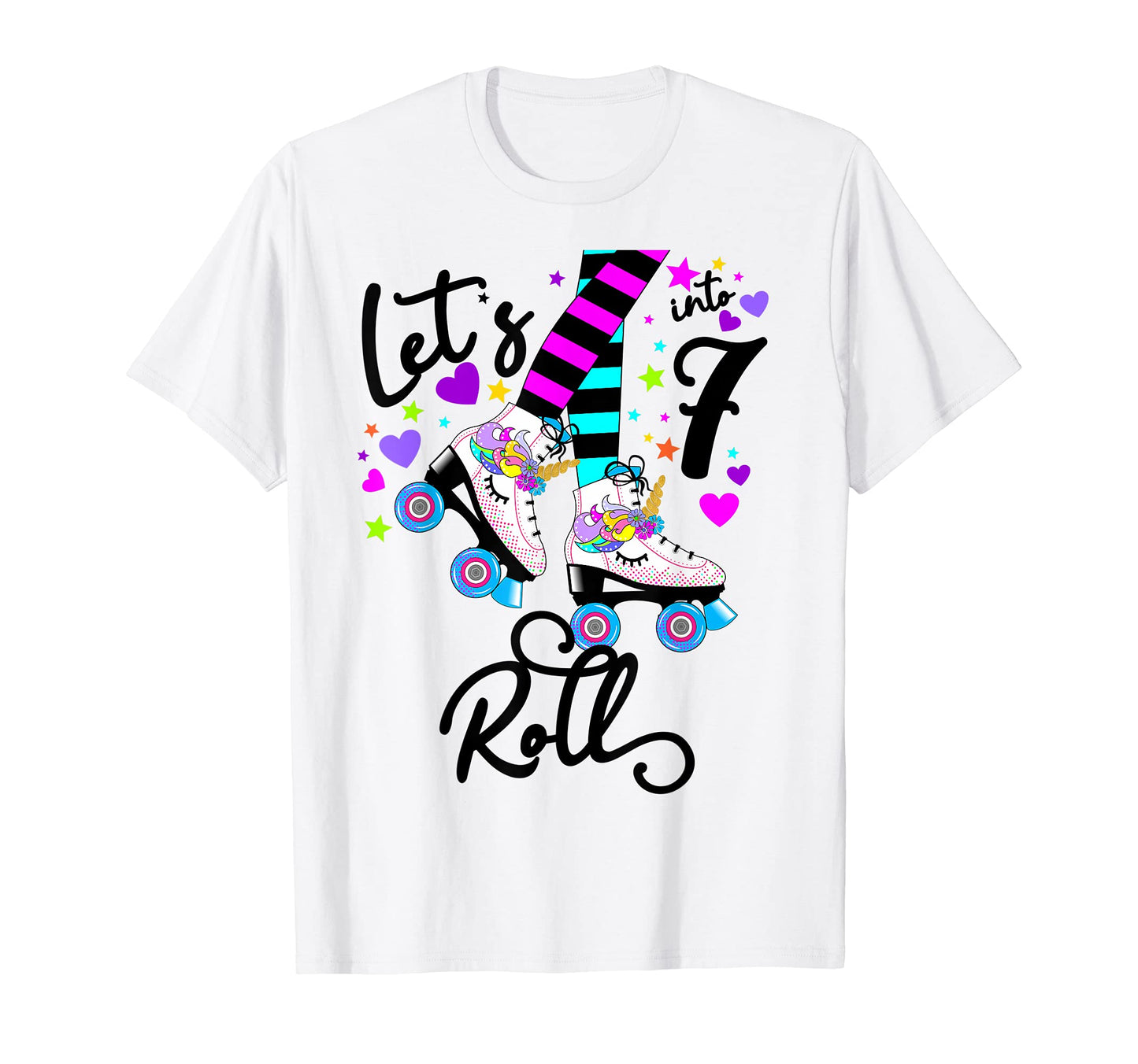 7Th Roller Skate Birthday Lets Roll T-Shirt - Trendy Graphic for Adults - T-Shirt, Sweatshirt, Hoodie