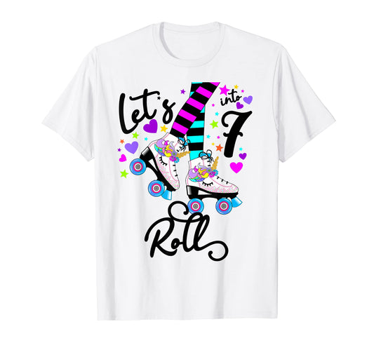 7Th Roller Skate Birthday Lets Roll T-Shirt - Trendy Graphic for Adults - T-Shirt, Sweatshirt, Hoodie