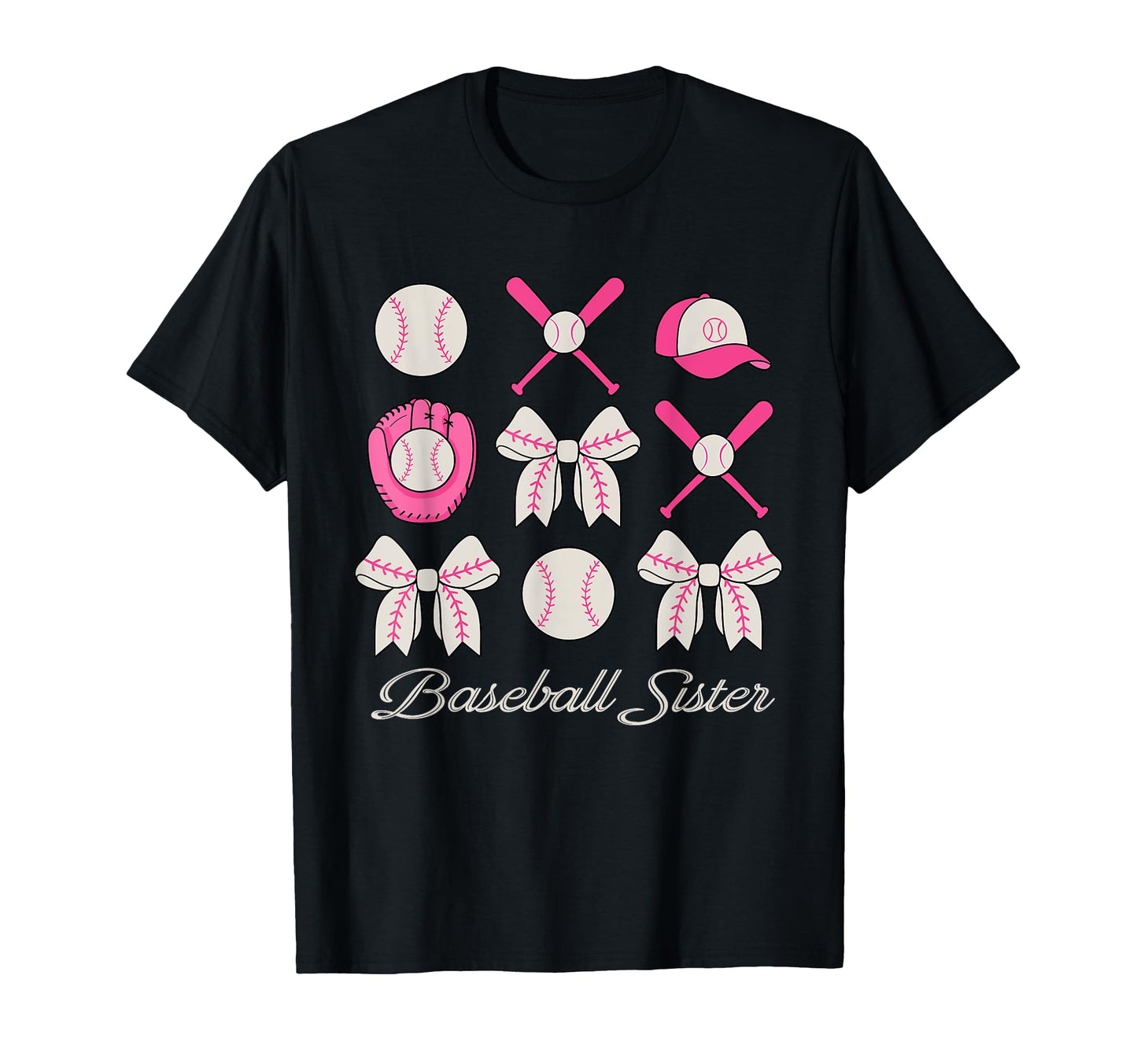 Baseball Sister Coquette Bow Cheer T-Shirt - Streetwear Style for Adults - T-Shirt, Sweatshirt, Hoodie