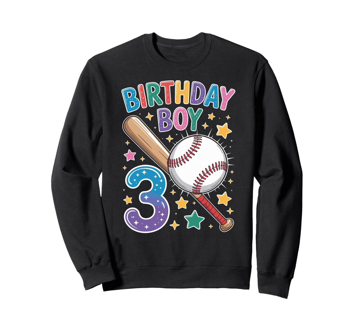 Birthday 3Rd Birthday Baseball Sweatshirt - Aesthetic Graphic Men Women - T-Shirt, Sweatshirt, Hoodie