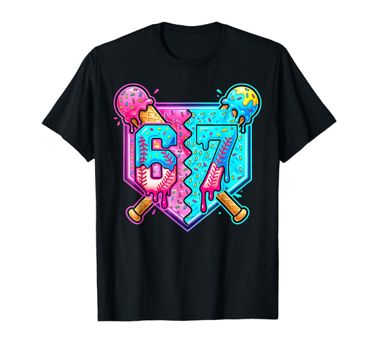 Baseball Drip 67 Six Seven Number T-Shirt - Fun Novelty Design for Adults - T-Shirt, Sweatshirt, Hoodie