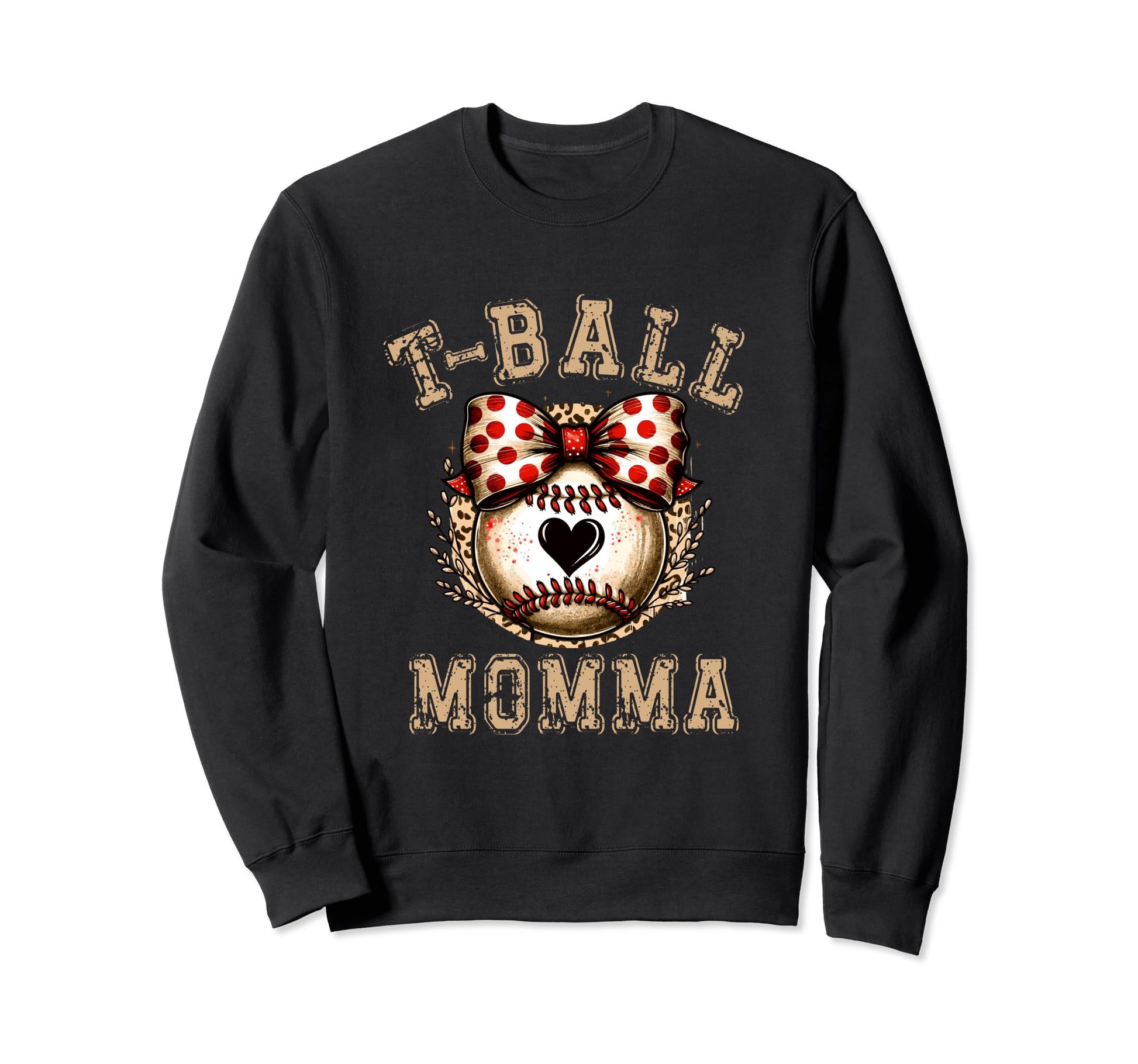 T Ball Momma Ball Bow Baseball Teen Sweatshirt - Minimalist Print Unisex - T-Shirt, Sweatshirt, Hoodie