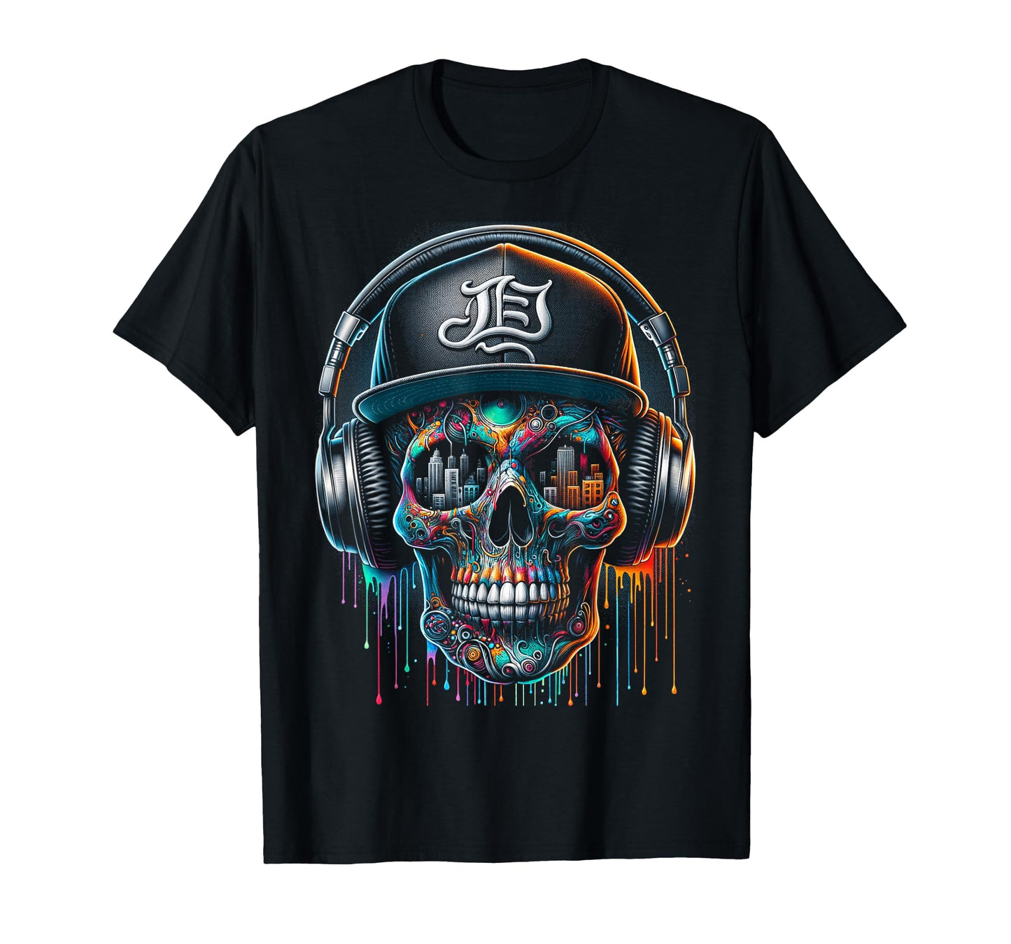 Dripping Paint Skull Xs 6Xl T-Shirt - Graphic Print Unisex - T-Shirt, Sweatshirt, Hoodie
