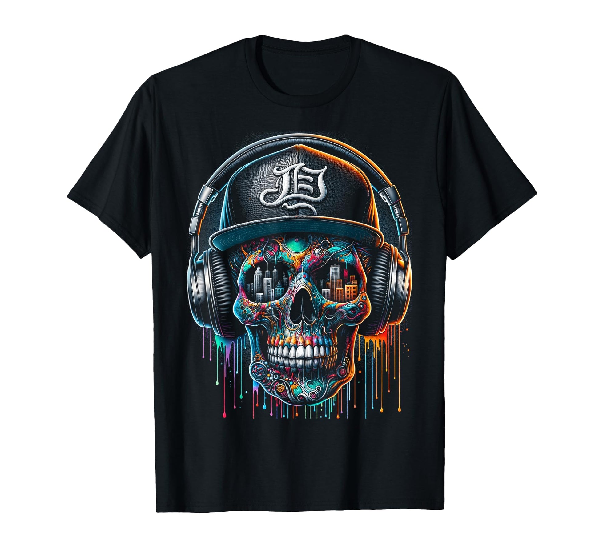 Dripping Paint Skull Xs 6Xl T-Shirt - Graphic Print Unisex - T-Shirt, Sweatshirt, Hoodie
