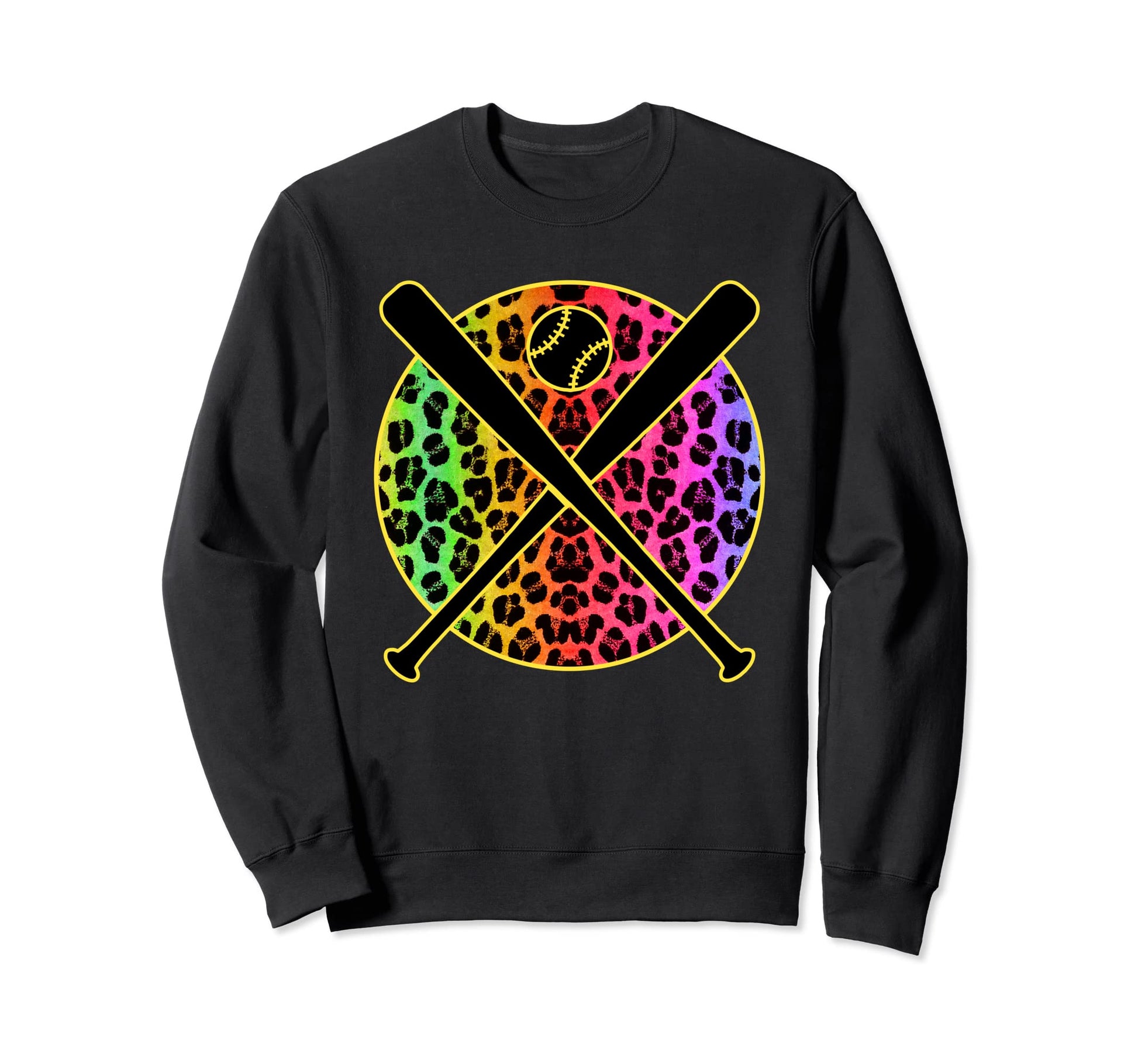 Leopard Baseball Bat Player Baseball Sweatshirt - Trendy Graphic Men Women - T-Shirt, Sweatshirt, Hoodie