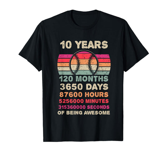 10 Year Old Baseball Birthday Tenth T-Shirt - Aesthetic Graphic Unisex - T-Shirt, Sweatshirt, Hoodie