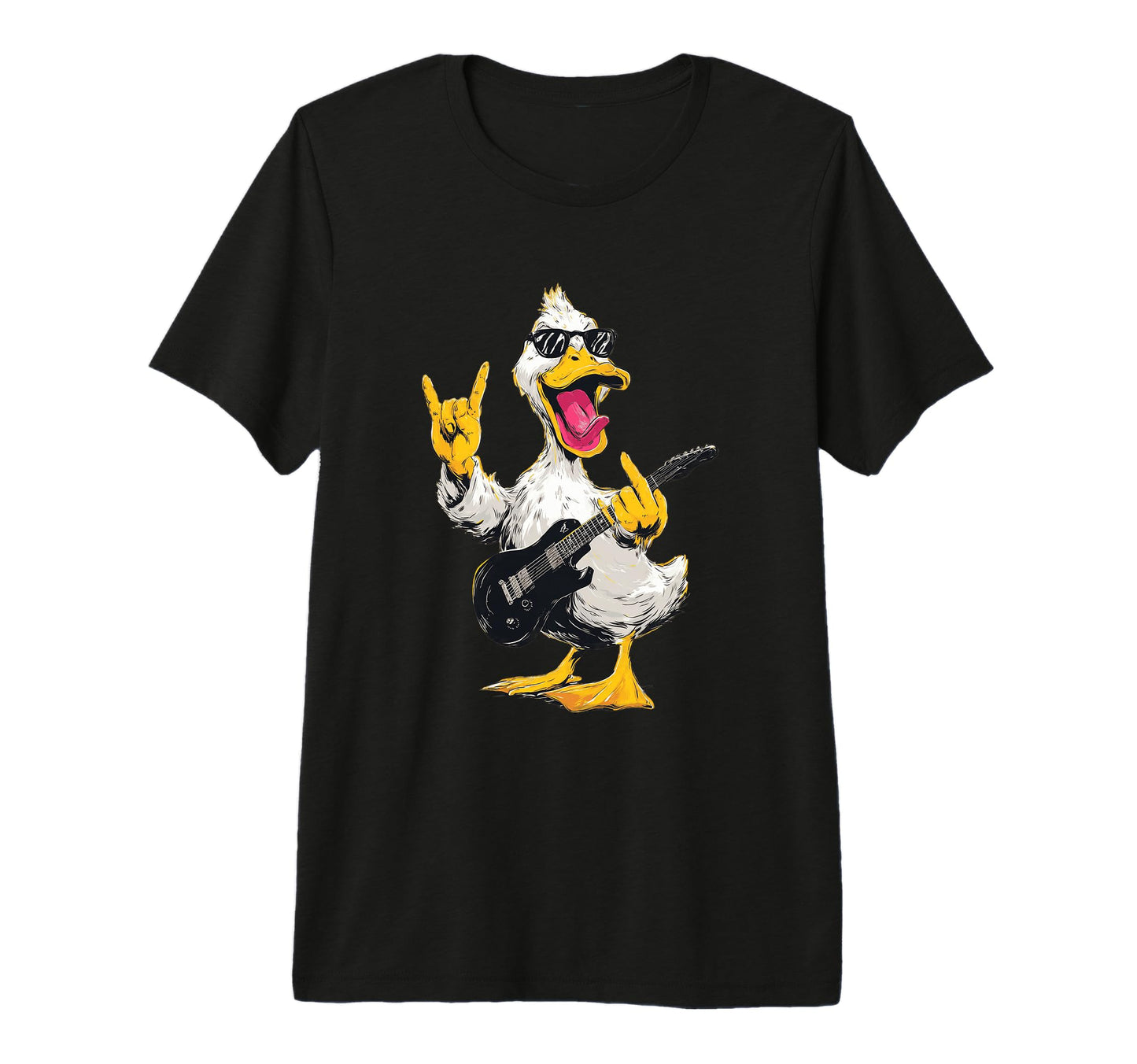 Funny Rock Duck Guitar Player T-Shirt - Casual Everyday Wear Unisex - T-Shirt, Sweatshirt, Hoodie