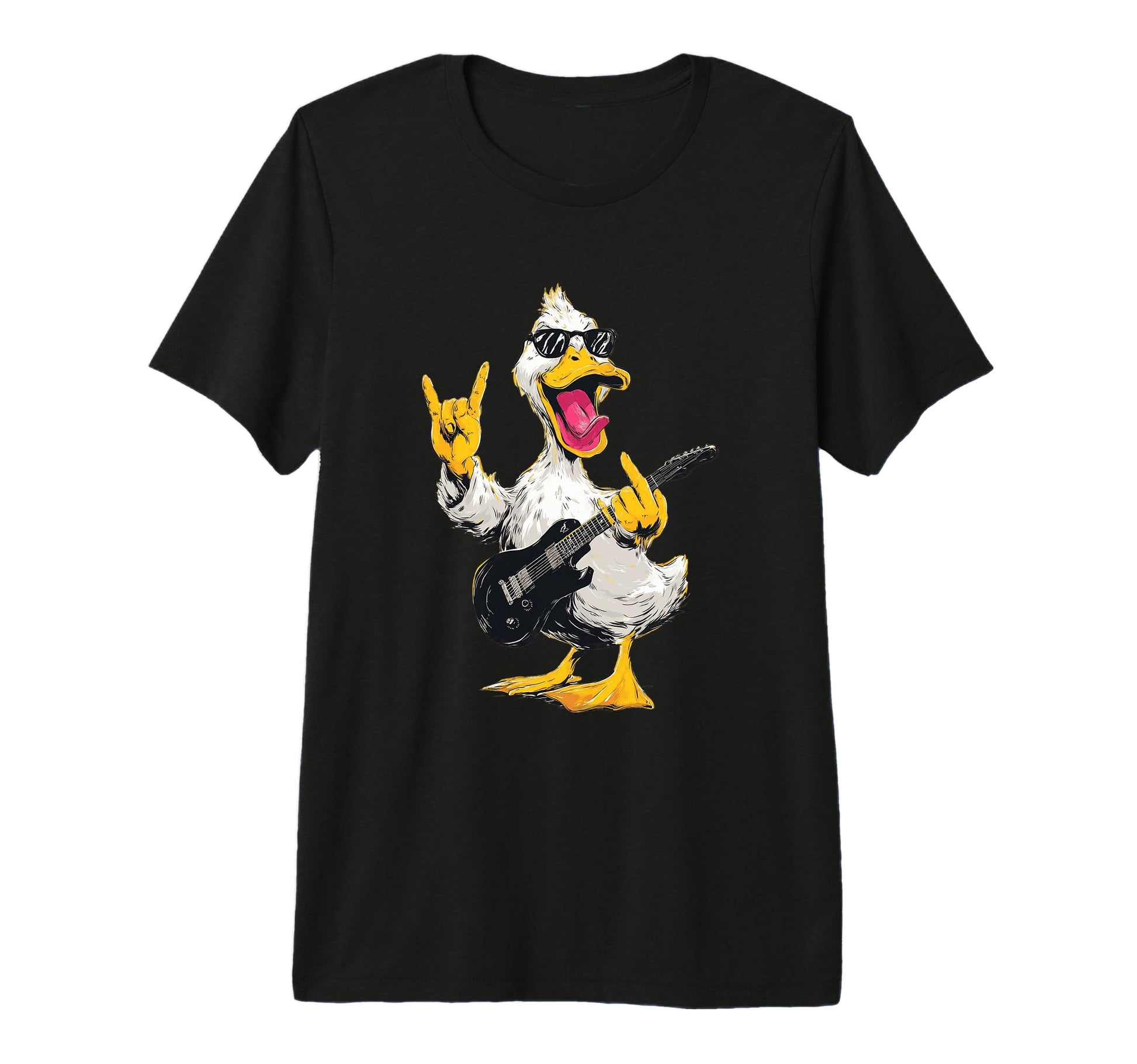 Funny Rock Duck Guitar Player T-Shirt - Casual Everyday Wear Unisex - T-Shirt, Sweatshirt, Hoodie