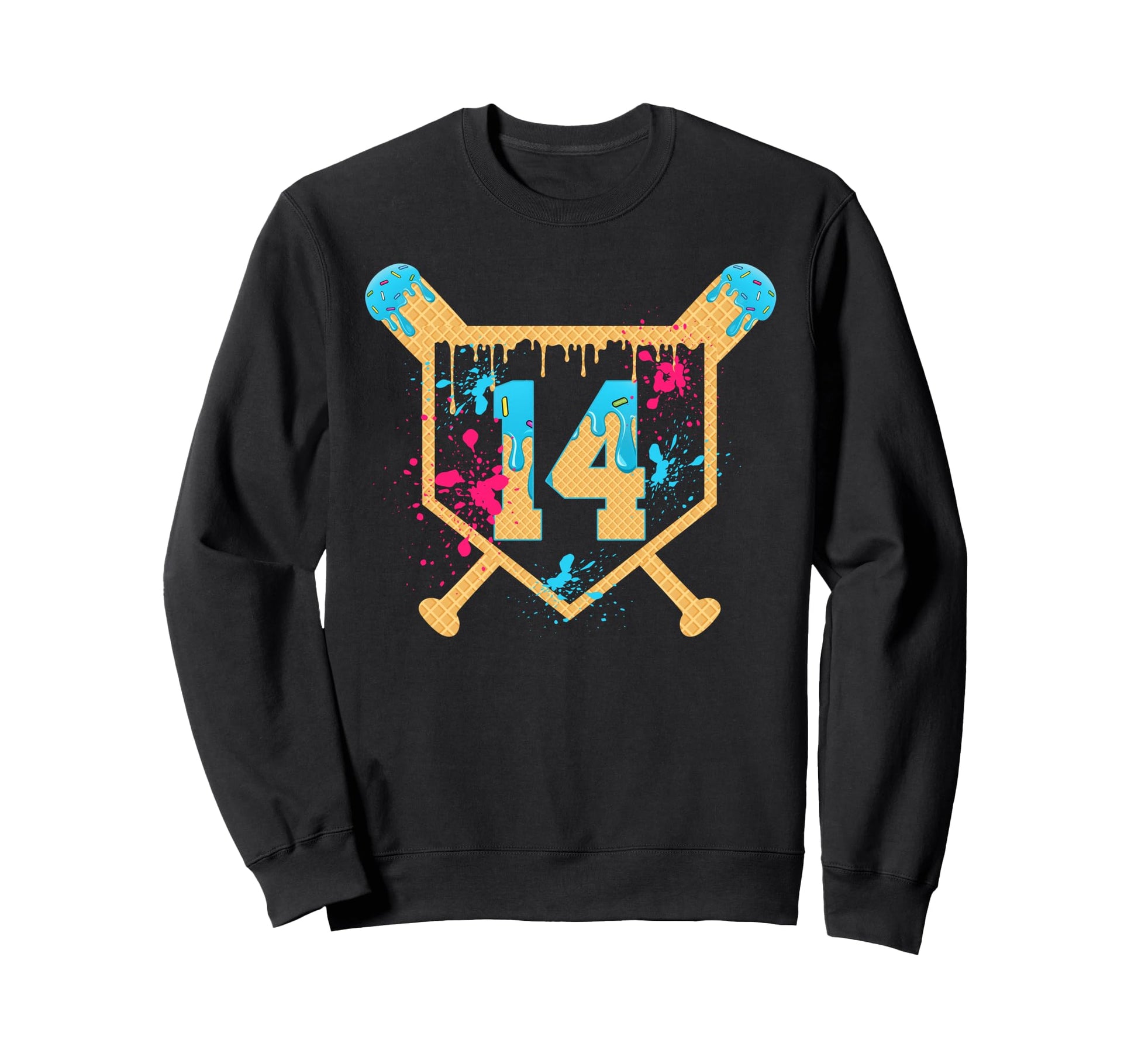 14 Years Old 14Th Birthday Baseball Ice Sweatshirt - Graphic Print Unisex - T-Shirt, Sweatshirt, Hoodie