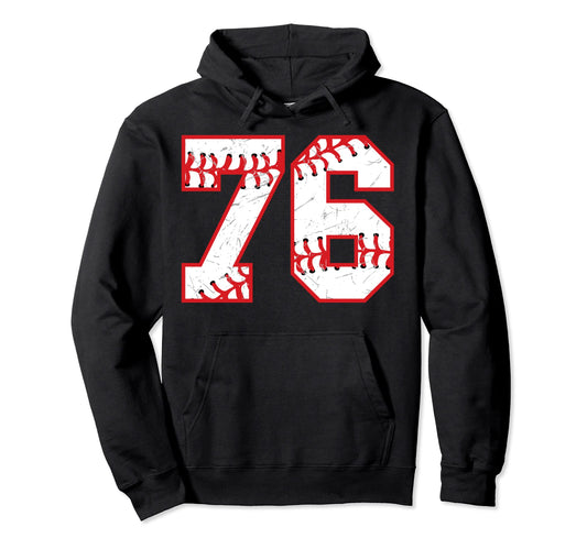 76 Birthday Baseball Theme Bday Party Hoodie - Trendy Graphic Men Women - T-Shirt, Sweatshirt, Hoodie