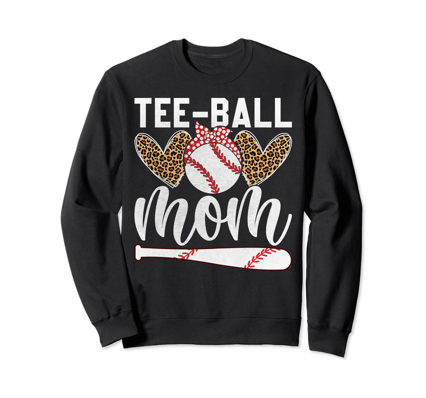 Ball Mom Leopard Heart Baseball Soft Sweatshirt - Graphic Print Men Women - T-Shirt, Sweatshirt, Hoodie
