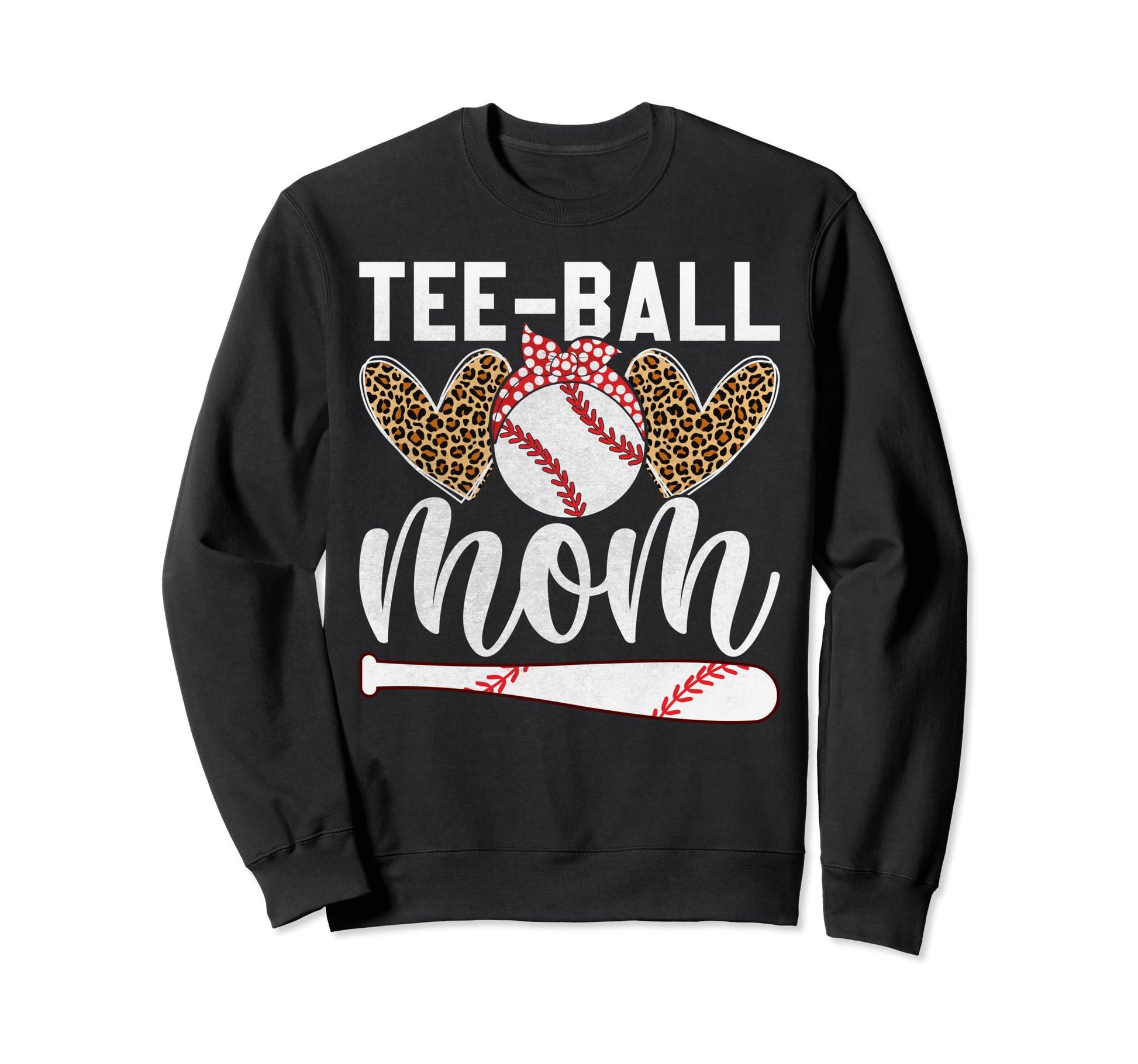 Ball Mom Leopard Heart Baseball Soft Sweatshirt - Graphic Print Men Women - T-Shirt, Sweatshirt, Hoodie