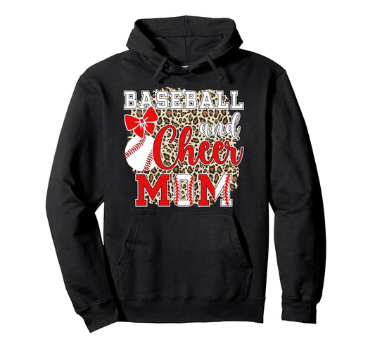 Baseball And Cheer Mom Leopard Hoodie - Minimalist Print Unisex - T-Shirt, Sweatshirt, Hoodie