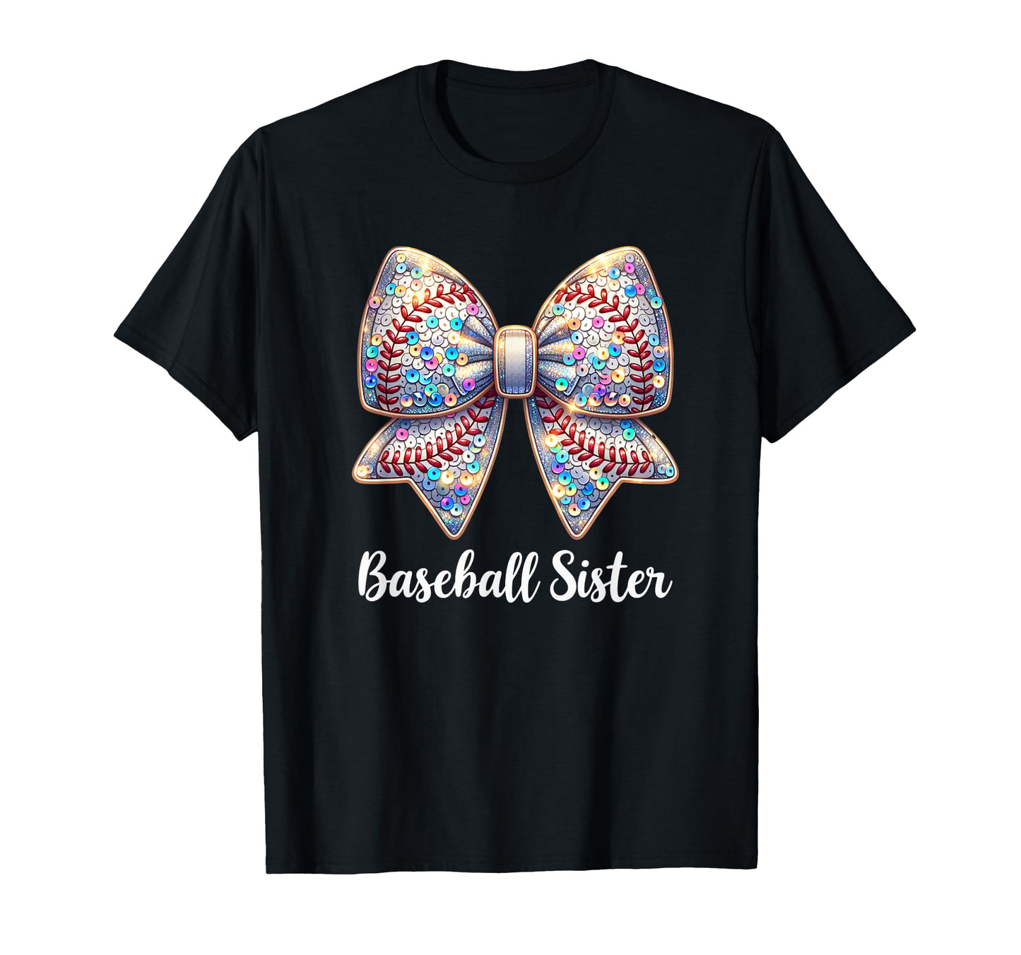 Baseball Sister Coquette Bow Cheer T-Shirt - Custom Art Print for Adults - T-Shirt, Sweatshirt, Hoodie