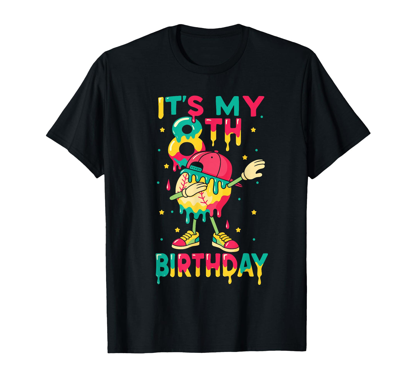 Baseball Drip 8 Year Old Baseball 8Th T-Shirt - Minimalist Print Unisex - T-Shirt, Sweatshirt, Hoodie