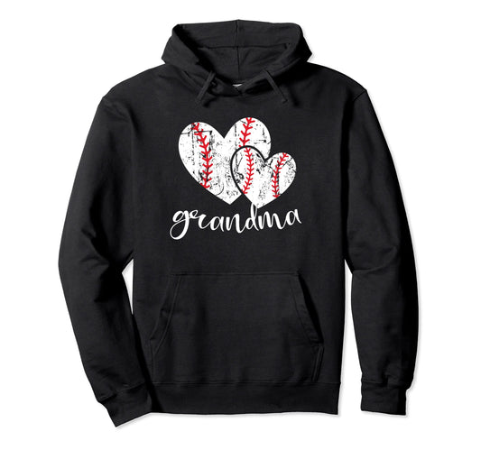 Baseball Grandma Heart Ball Funny Proud Hoodie - Streetwear Style Unisex - T-Shirt, Sweatshirt, Hoodie