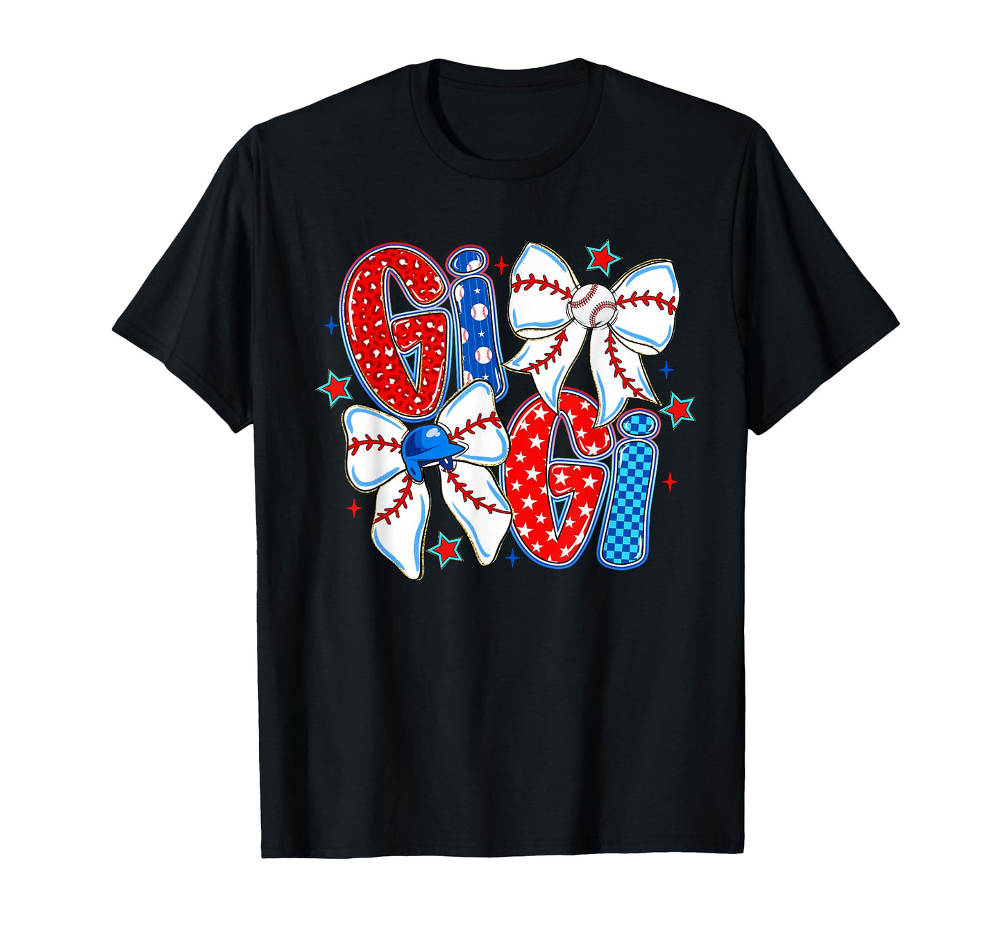 Gigi Bow Baseball Leopard Checkered T-Shirt - Minimalist Print Men Women - T-Shirt, Sweatshirt, Hoodie