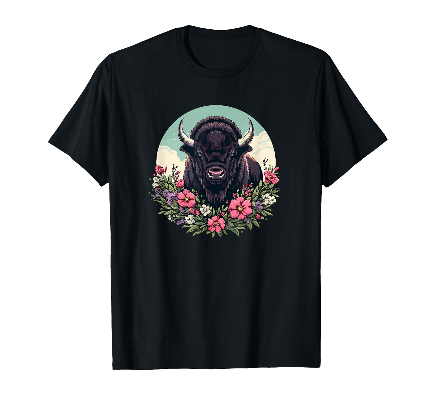 Womens Old West Floral Buffalo T-Shirt - Casual Everyday Wear Men Women - T-Shirt, Sweatshirt, Hoodie