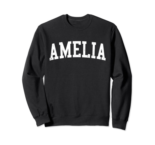 Amelia Oh Distressed White Varsity Sweatshirt - Aesthetic Graphic Men Women - T-Shirt, Sweatshirt, Hoodie