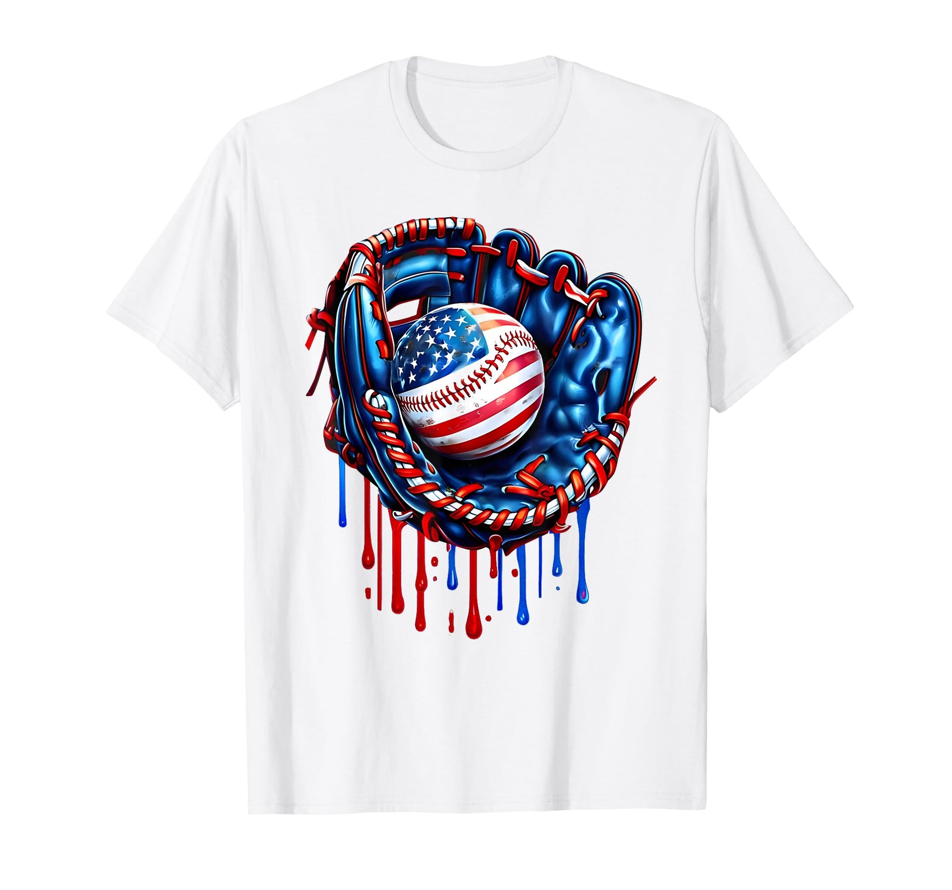 Baseball Drip Ice Cream 4Th July T-Shirt - Custom Art Print for Adults - T-Shirt, Sweatshirt, Hoodie