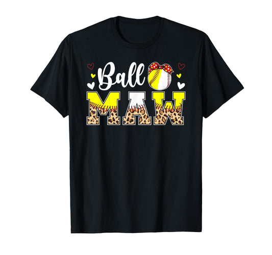 Ball Maw Leopard Softball Baseball T-Shirt - Aesthetic Graphic for Adults - T-Shirt, Sweatshirt, Hoodie