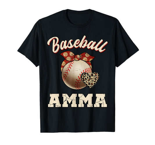 Baseball Amma Bandana Leopard Heart T-Shirt - Custom Art Print Men Women - T-Shirt, Sweatshirt, Hoodie
