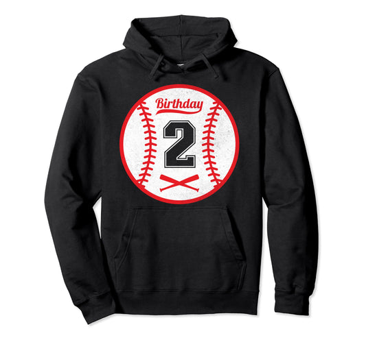 Baseball 2 Number 2Nd Birthday 2 Years Old Hoodie - Streetwear Style Unisex - T-Shirt, Sweatshirt, Hoodie