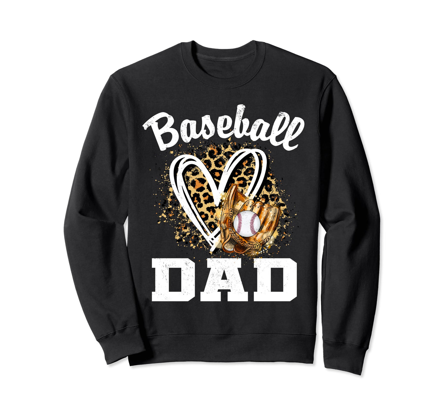 Baseball Dad Leopard Heart Sweatshirt - Minimalist Print Men Women - T-Shirt, Sweatshirt, Hoodie