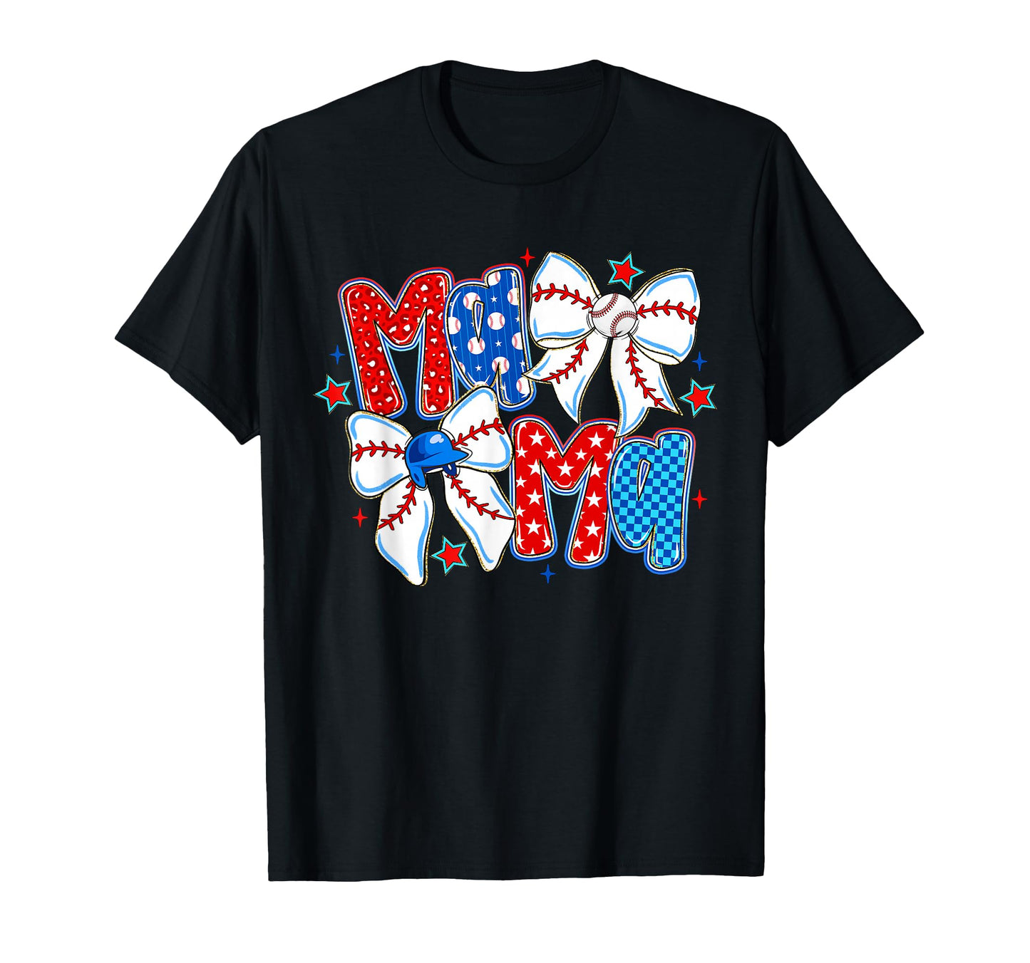 Mama Bow Baseball Leopard Checkered T-Shirt - Novelty Apparel for Adults - T-Shirt, Sweatshirt, Hoodie