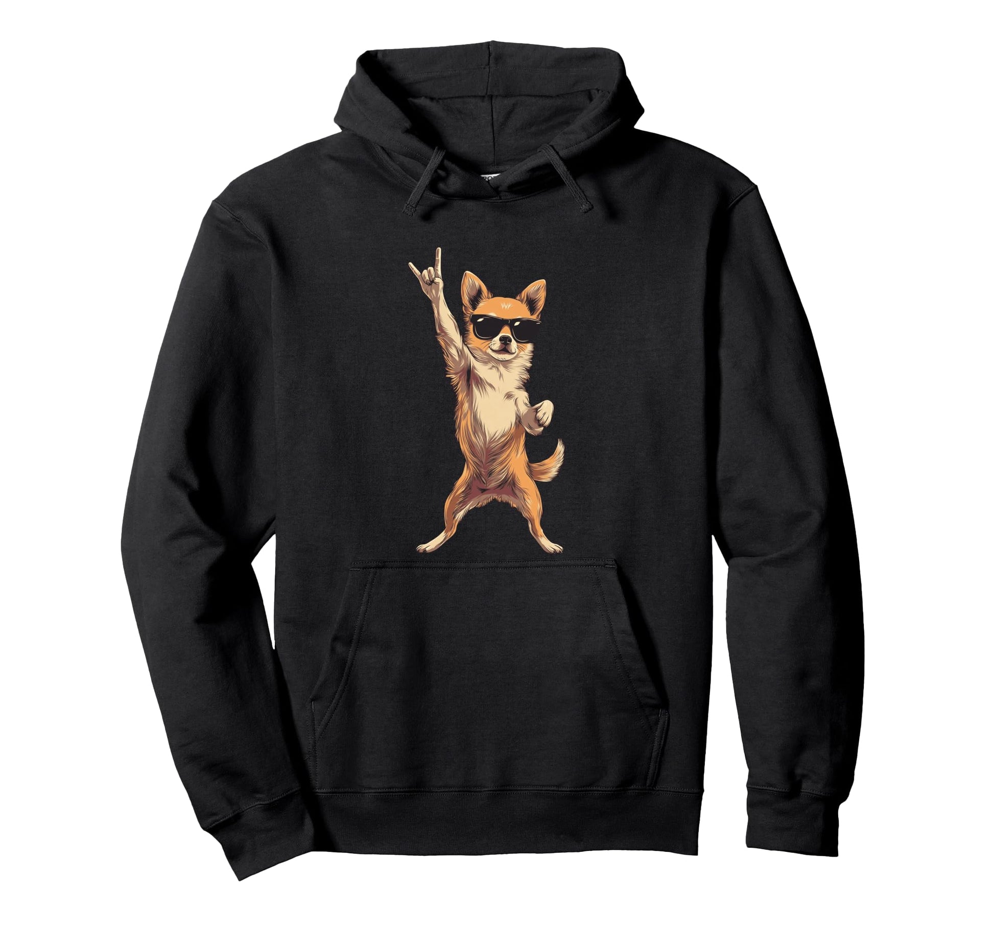 Chihuahua Dog Rock Hand Sign Punk Hoodie - Minimalist Print Men Women - T-Shirt, Sweatshirt, Hoodie