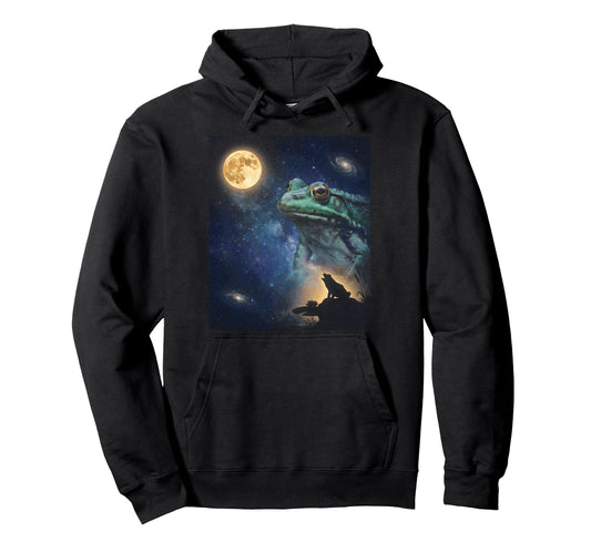 90S Frog Howling Moon Y2K Aesthetic Hoodie - Minimalist Print Men Women - T-Shirt, Sweatshirt, Hoodie