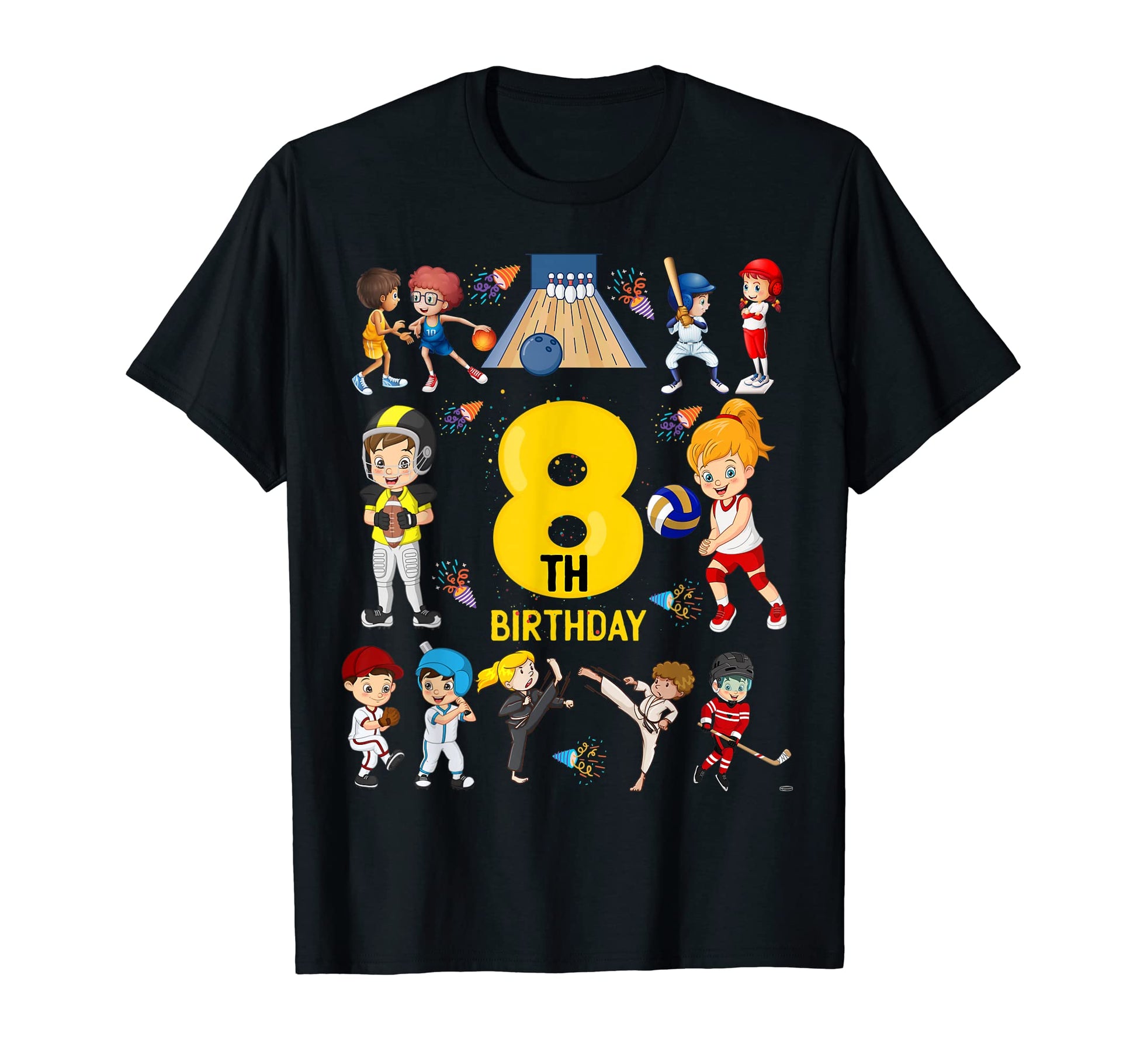 Baseball Basketball Bowling 8 Year T-Shirt - Minimalist Print Men Women - T-Shirt, Sweatshirt, Hoodie