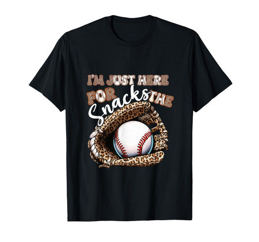 Baseball Im Just Here Snacks Leopard Mom T-Shirt - Streetwear Style Unisex - T-Shirt, Sweatshirt, Hoodie