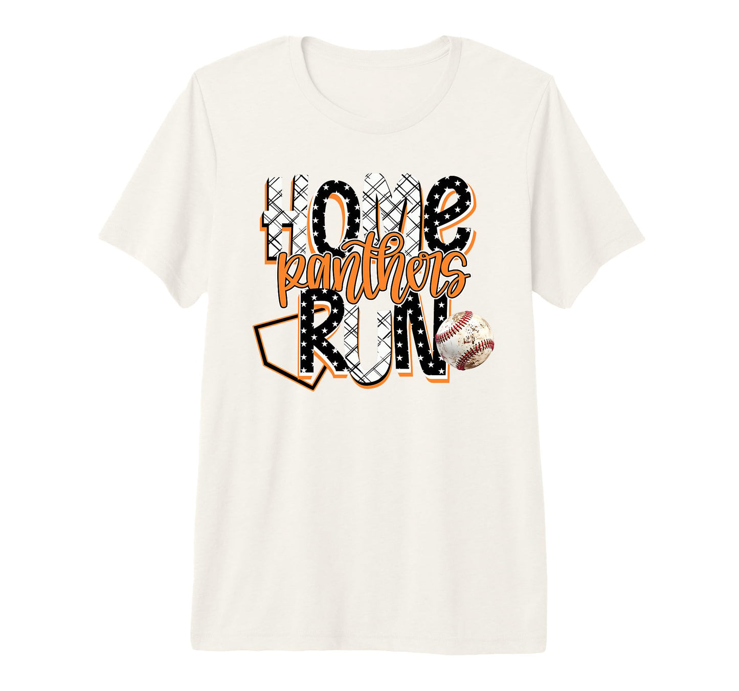 Home Run Panthers Baseball Orange T-Shirt - Trendy Graphic for Adults - T-Shirt, Sweatshirt, Hoodie