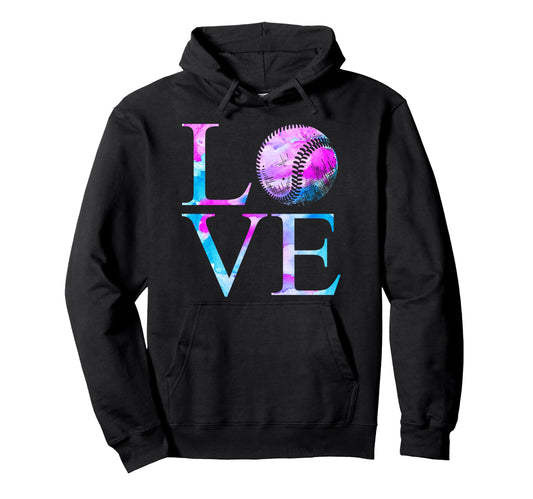 Baseball Fan Watercolor Love Hoodie - Custom Art Print for Adults - T-Shirt, Sweatshirt, Hoodie