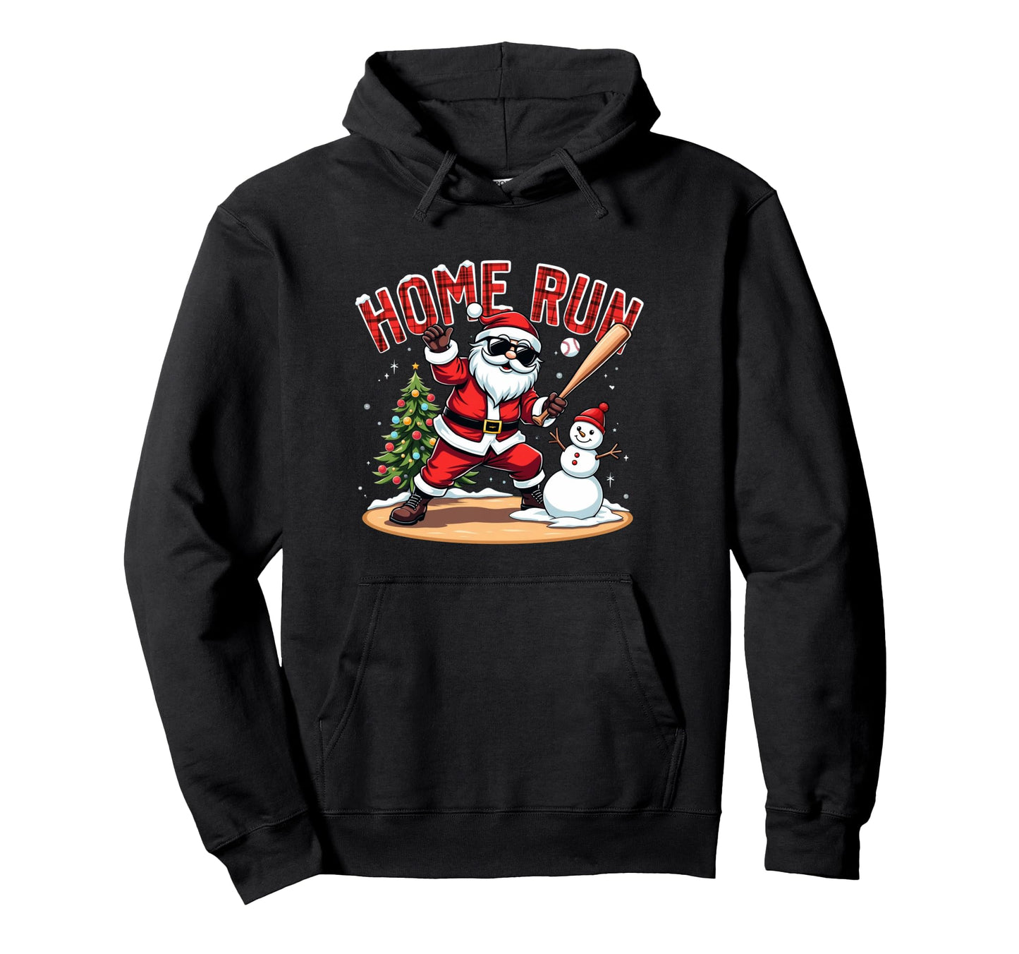 Home Run Baseball Santa Claus Snowman Hoodie - Custom Art Print Unisex - T-Shirt, Sweatshirt, Hoodie