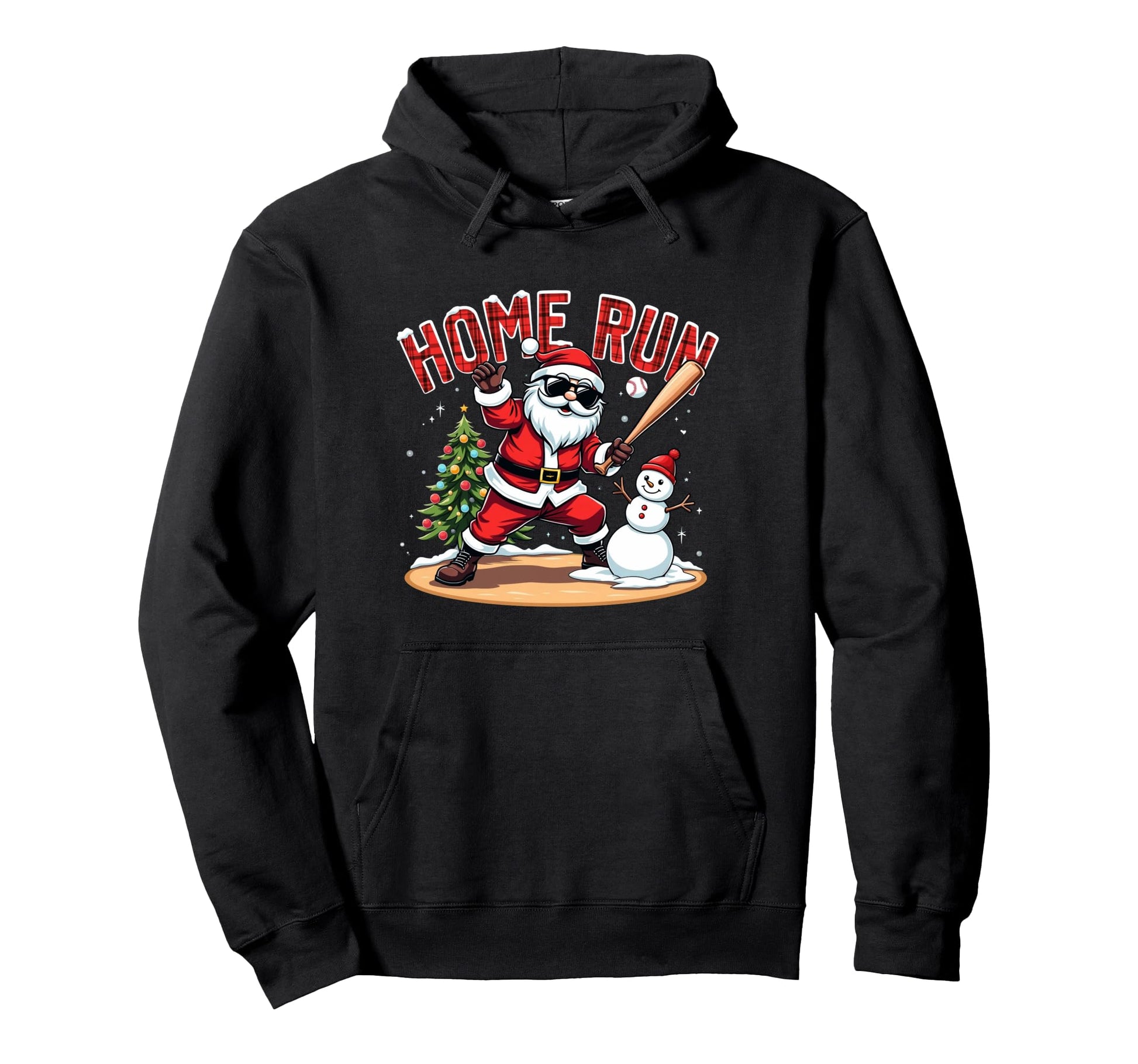 Home Run Baseball Santa Claus Snowman Hoodie - Custom Art Print Unisex - T-Shirt, Sweatshirt, Hoodie