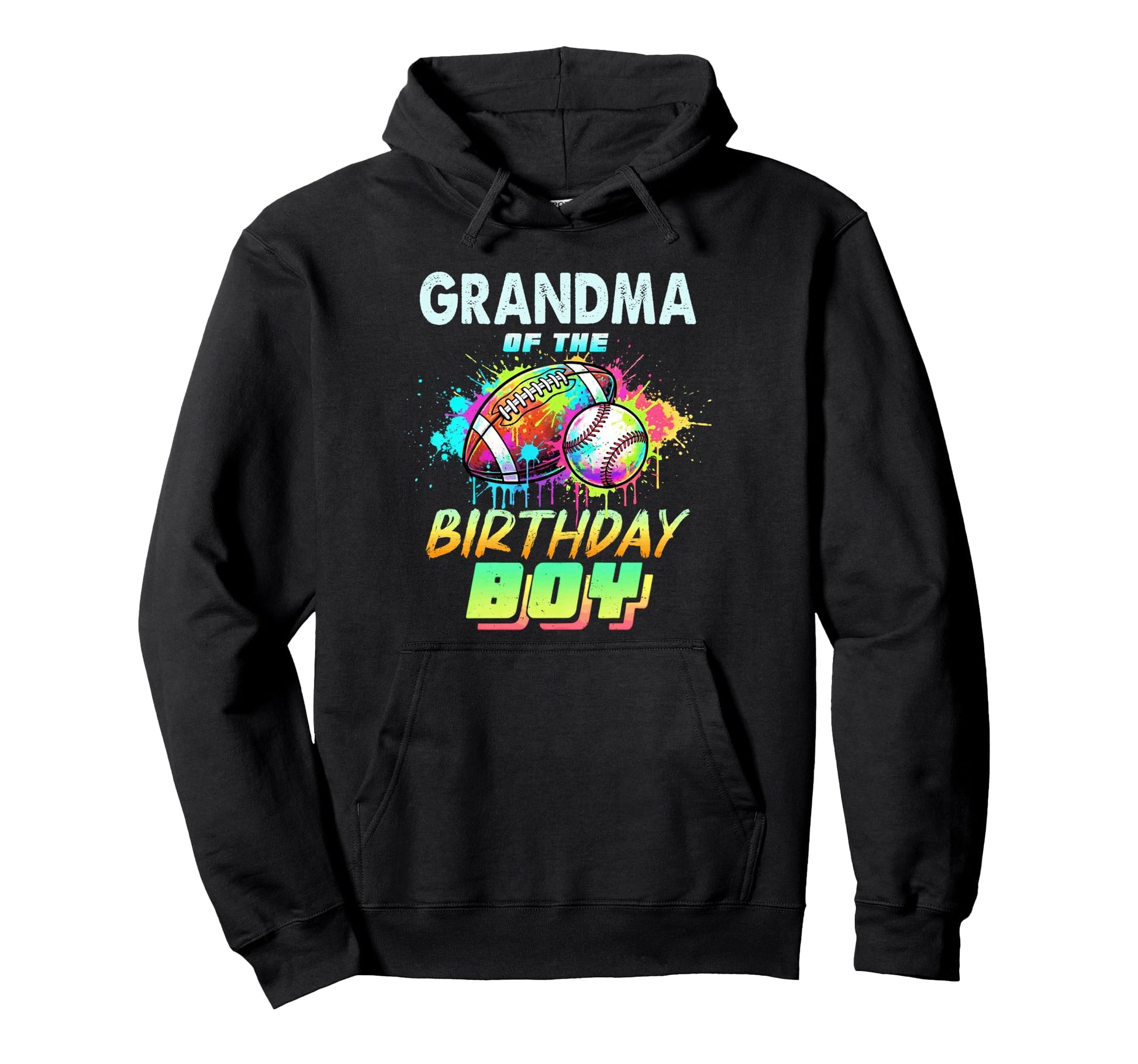 Grandma Birthday Baseball Football Colorful Hoodie - Trendy Graphic Unisex - T-Shirt, Sweatshirt, Hoodie