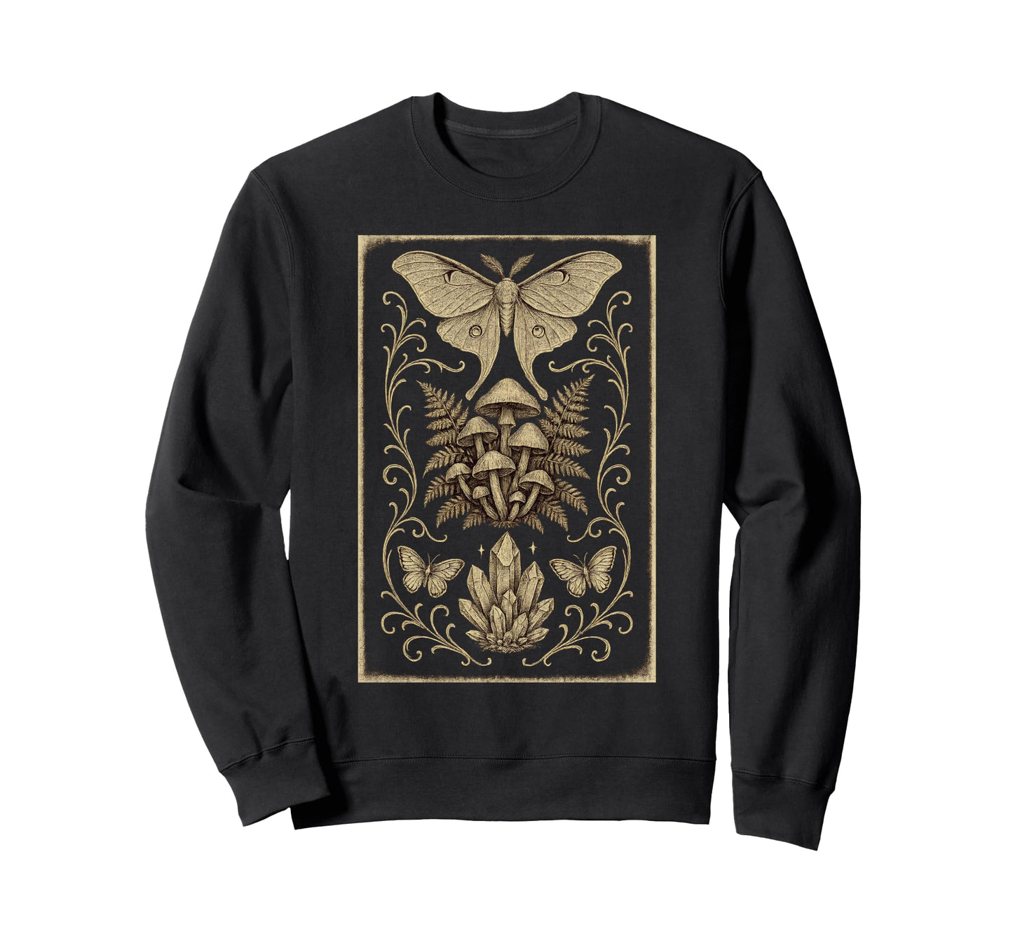 Y2K Grunge Fairycore Moth Mushroom Sweatshirt - Trendy Graphic for Adults - T-Shirt, Sweatshirt, Hoodie